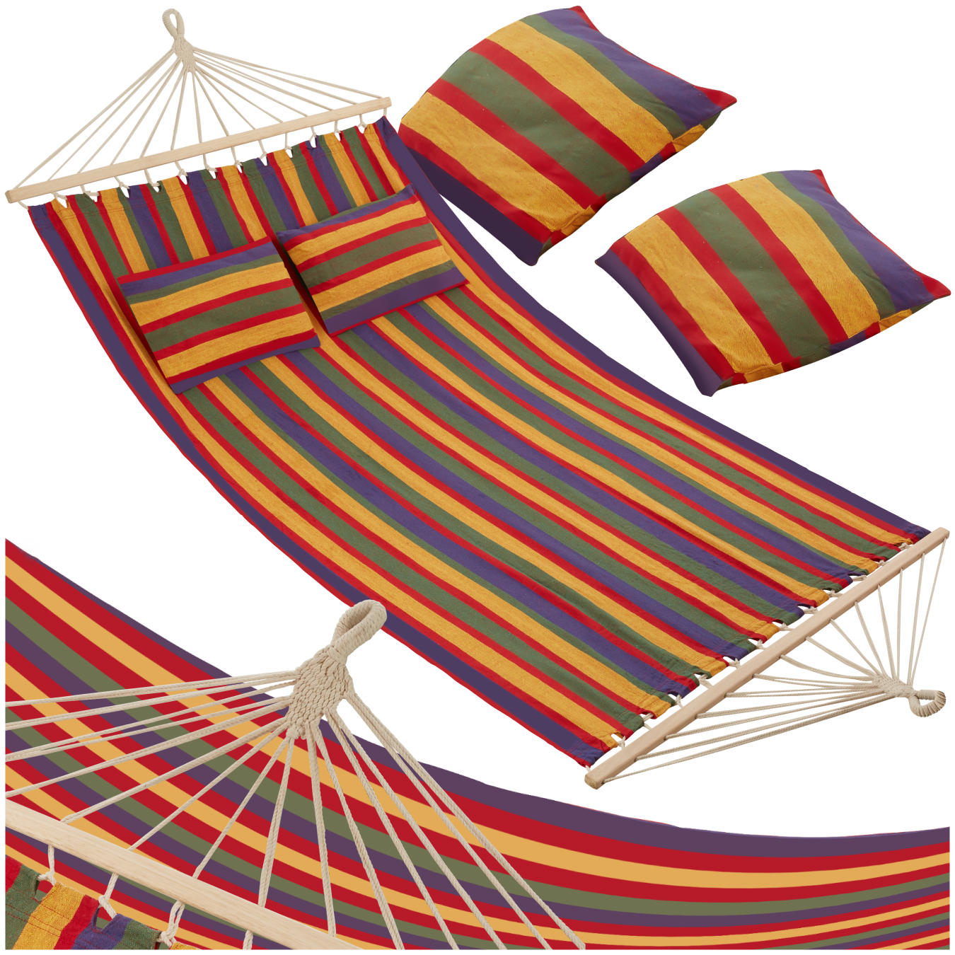 Hamac double Eden - avec des rayures colorées | tectake