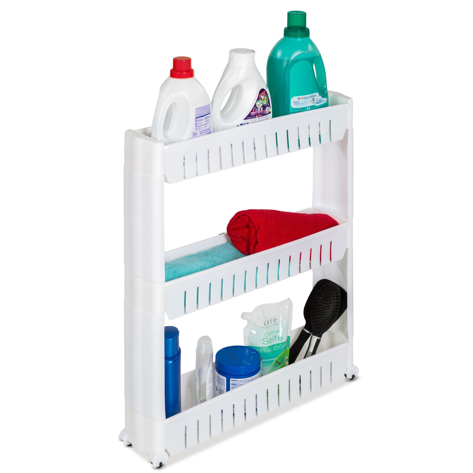 3 Tier Bathroom Corner Storage Rack Shower Shelf Organiser Basket - white | tectake