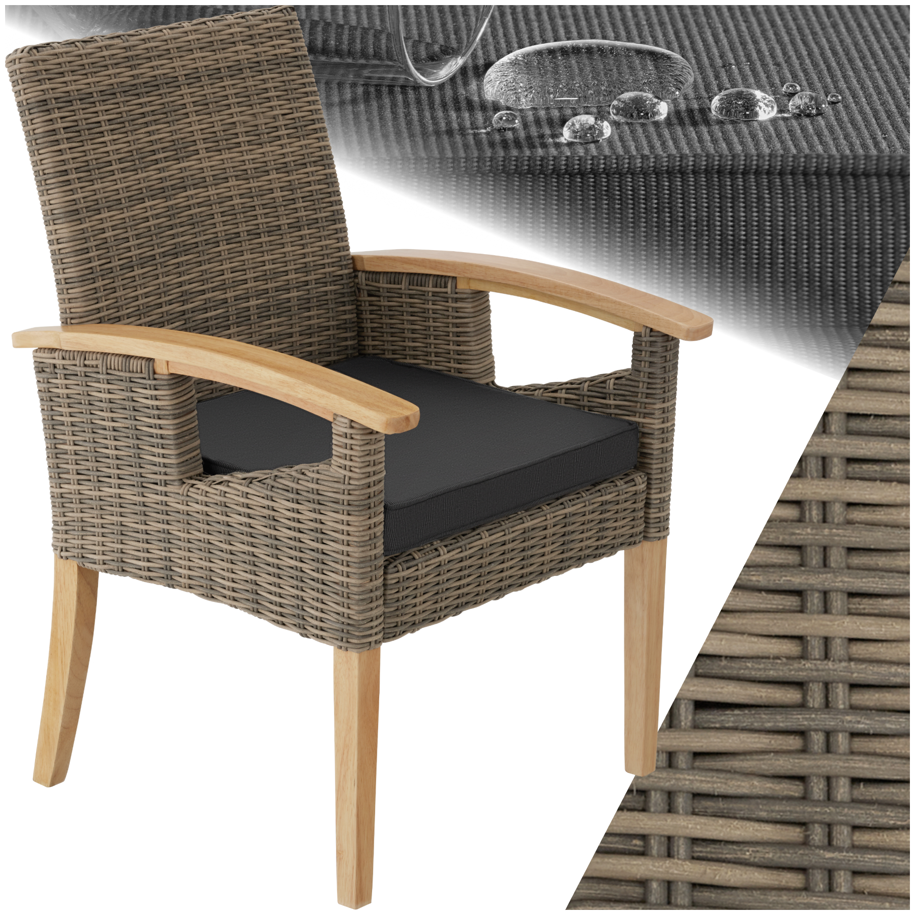 Chaise en rotin Rosarno - marron naturel | tectake