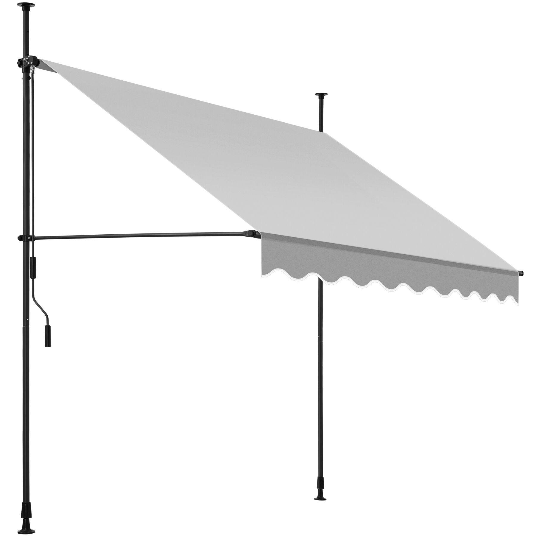 Klemmmarkise mit Handkurbel, höhenverstellbar - 200 x 180 cm, hellgrau