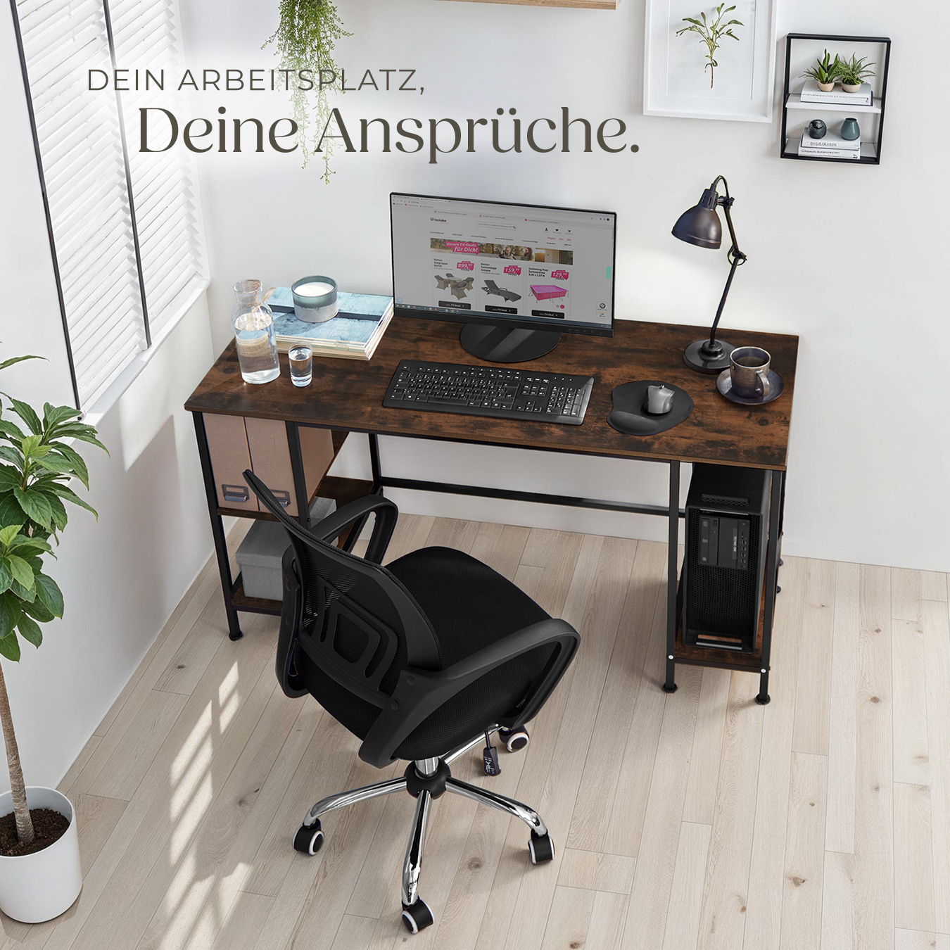 Schreibtisch 4 Regalebenen Bürotisch Arbeitstisch Computertisch Industrie-Design