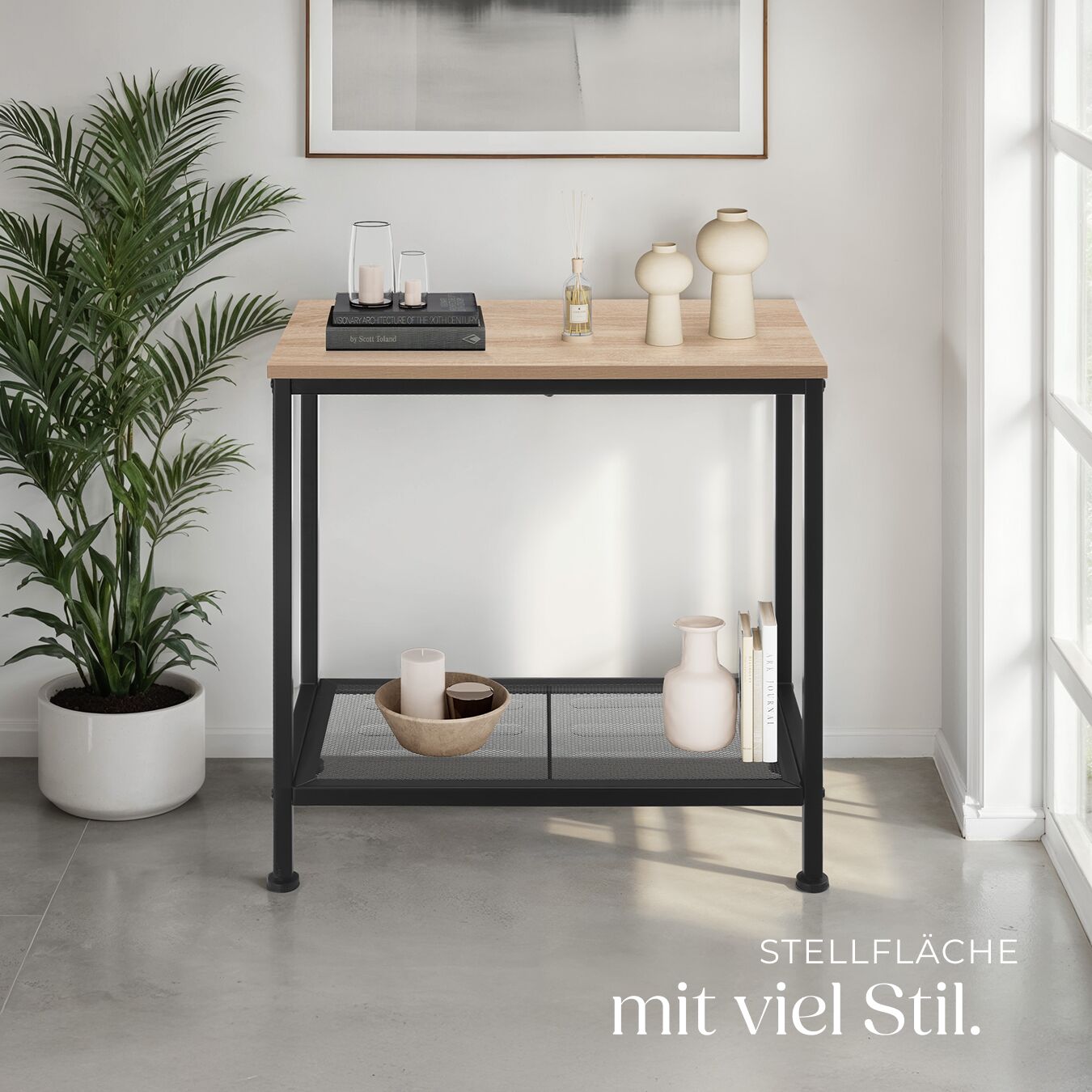 Konsolentisch Holz Metall Sideboard Beistelltisch Flurtisch Industrial schwarz