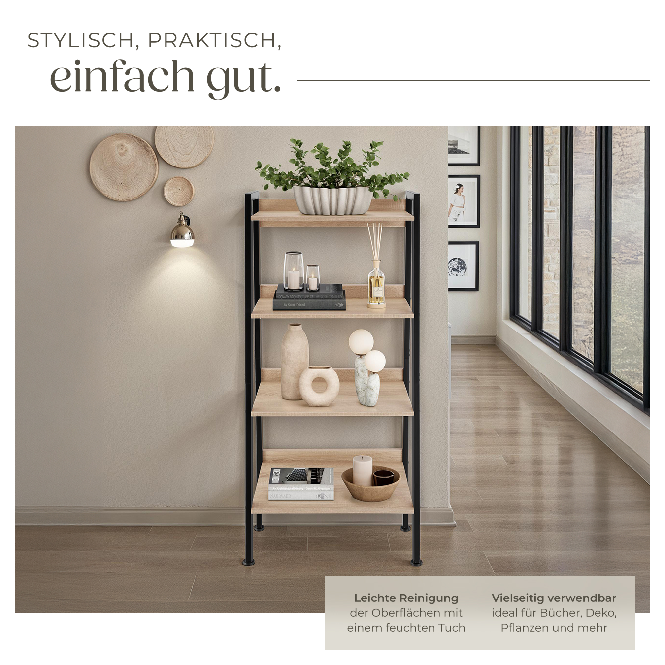 Leiterregal mit 45 Ebenen Standregal Bücherregal Regal Holz Metall Industrie