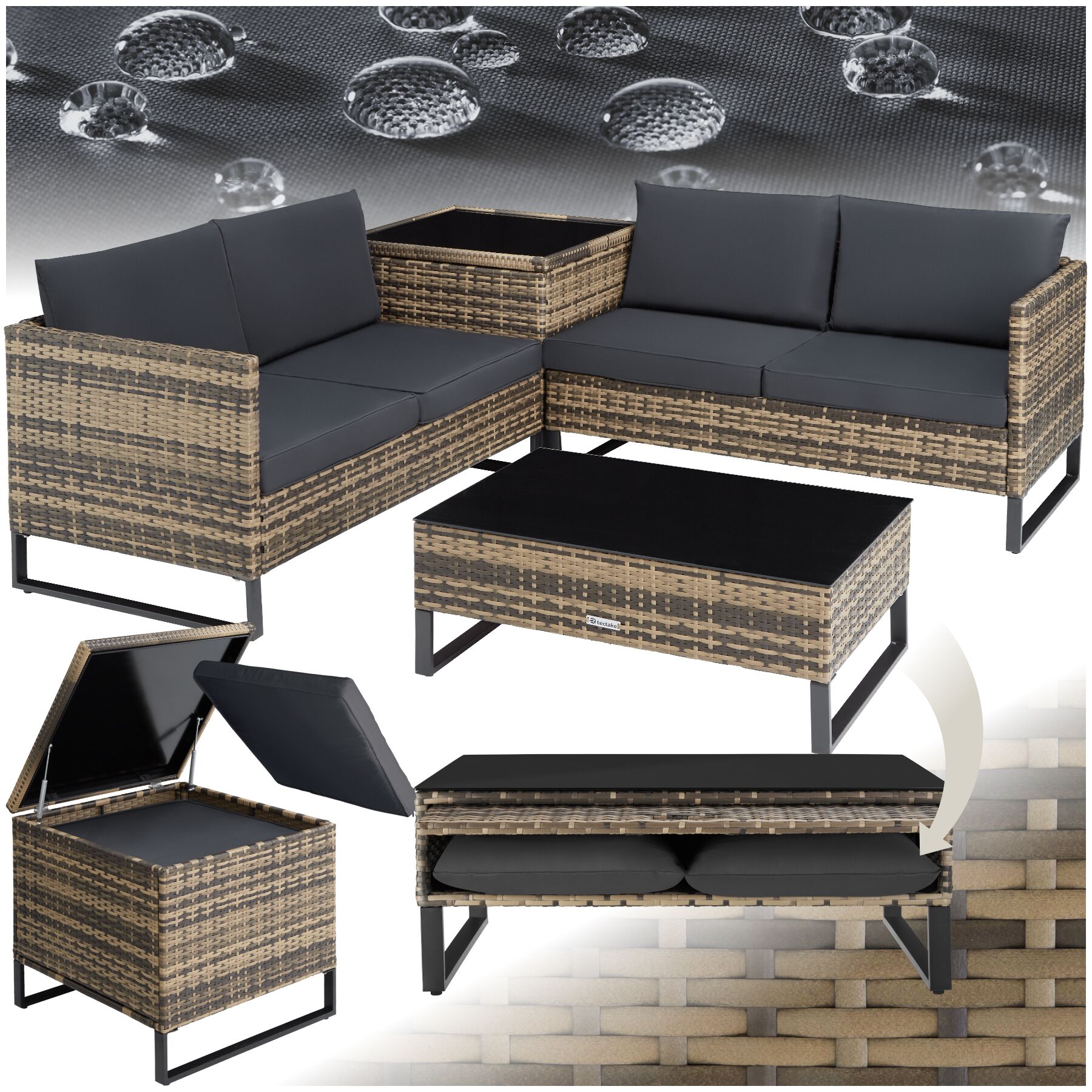 Loungeset Ostuni i konstrotting - natur | tectake