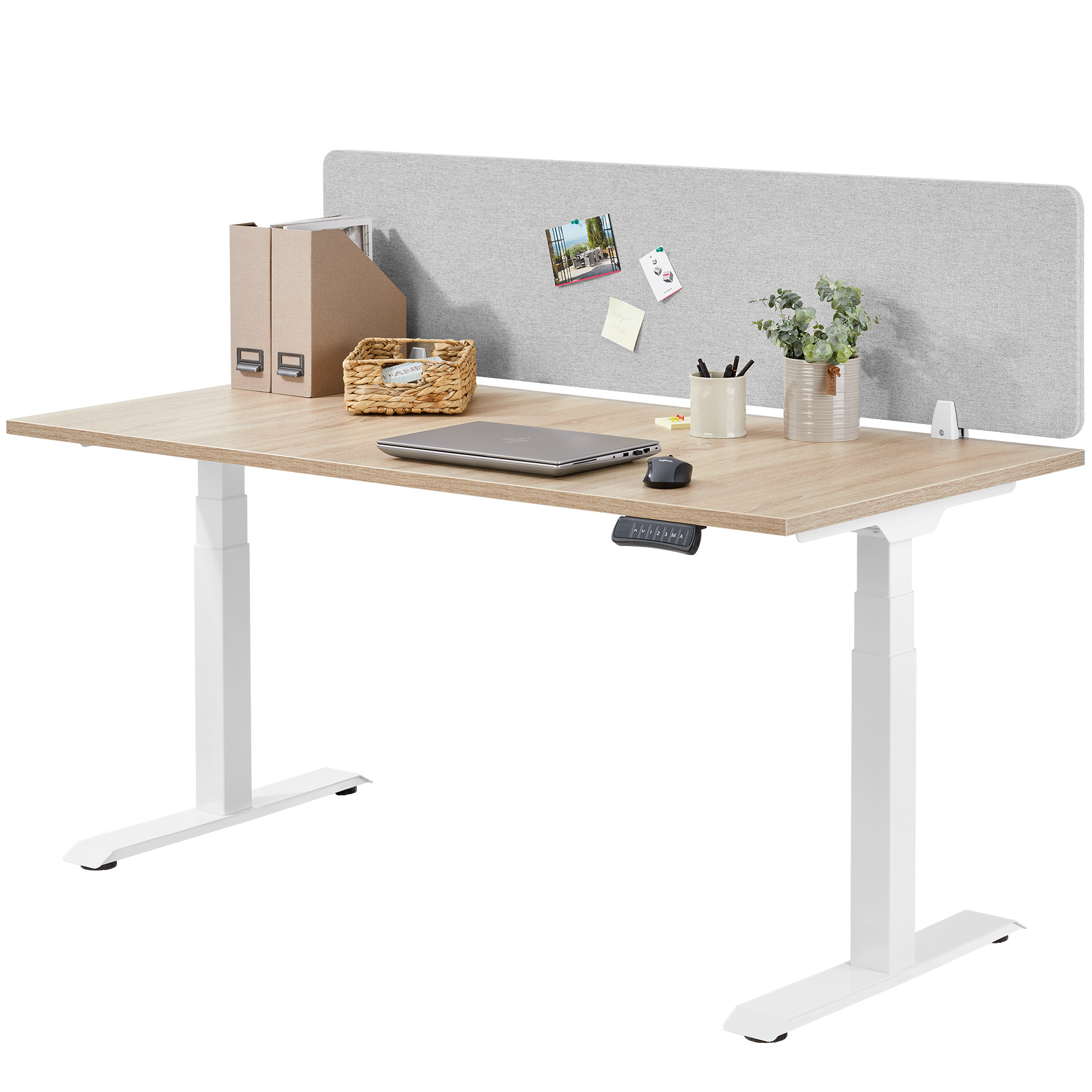 Thumbnail - Schreibtisch Trennwand Noisy mit abgerundeten Ecken - 160 x 40 cm, grau