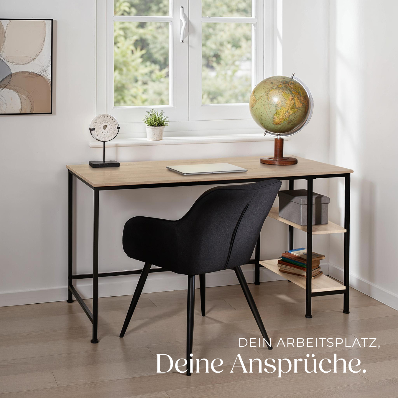 Schreibtisch mit 2 Regalebenen Büro Arbeitstisch Industrial Design 140 x 60 cm