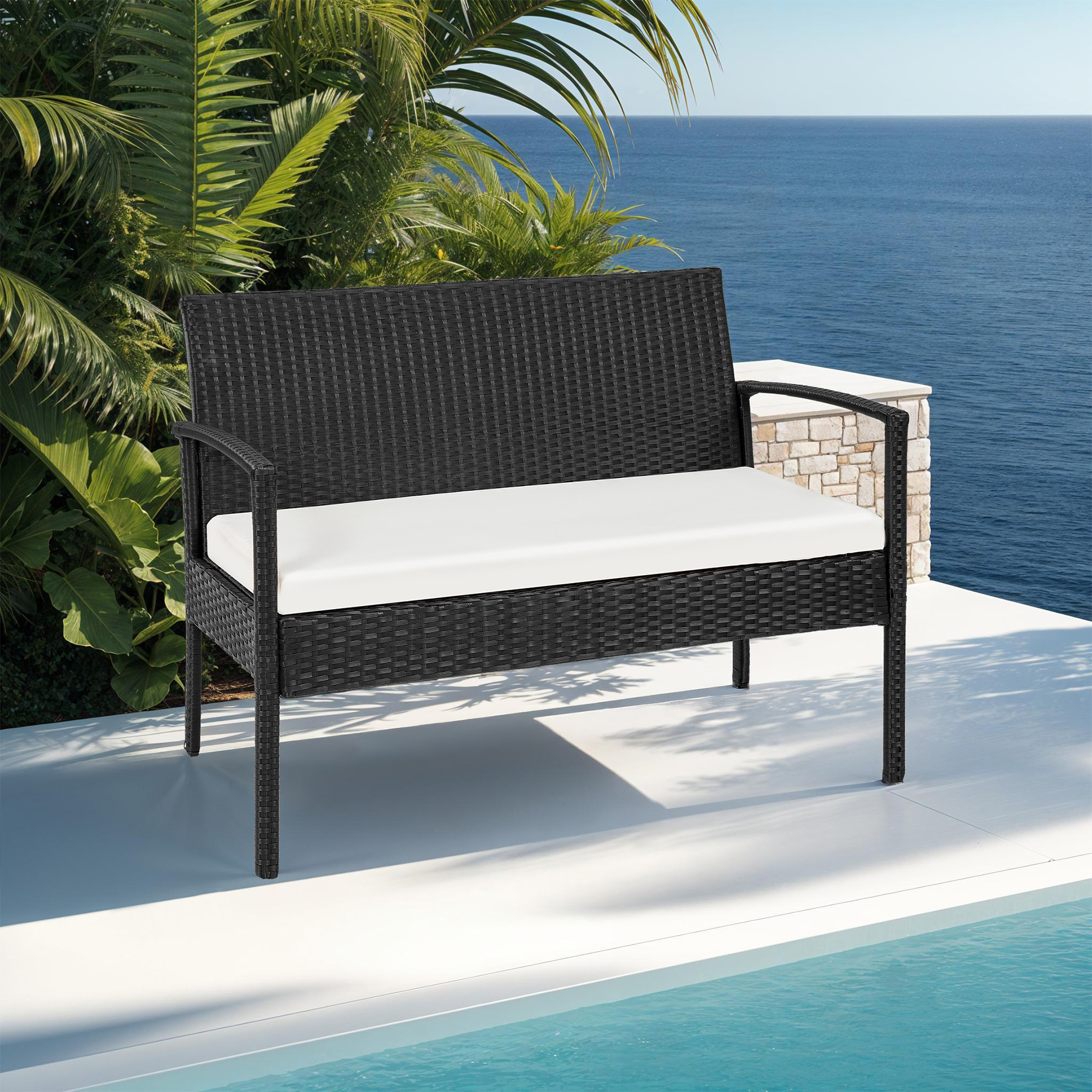 SET DI MOBILI RATTAN SINTETICO POLYRATTAN 2 POLTRONE DIVANO E TAVOLO GIARDINO nu - Foto 22 di 67