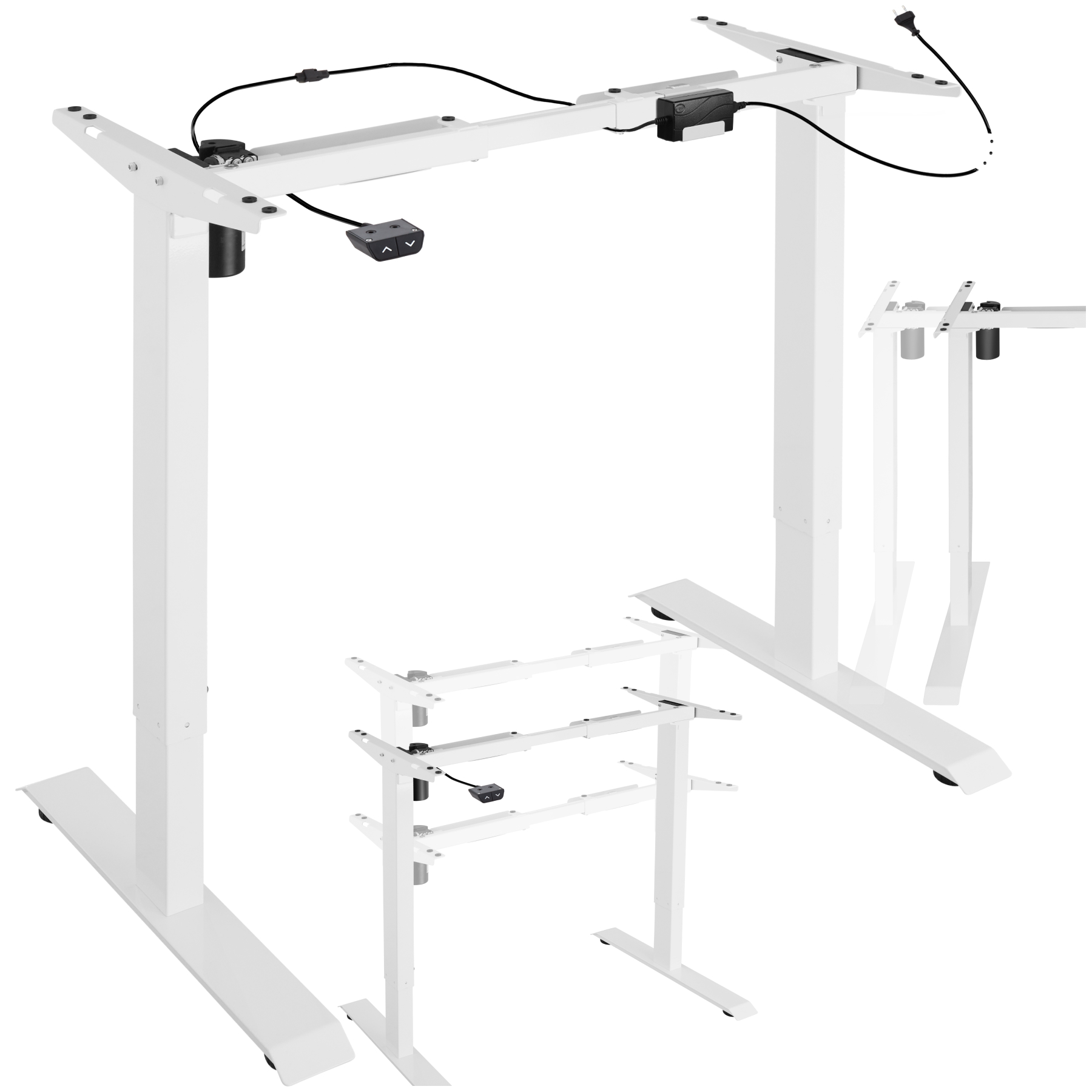 Tafelonderstel elektrisch in hoogte verstelbaar 85-129x65x71-121cm - wit | tectake