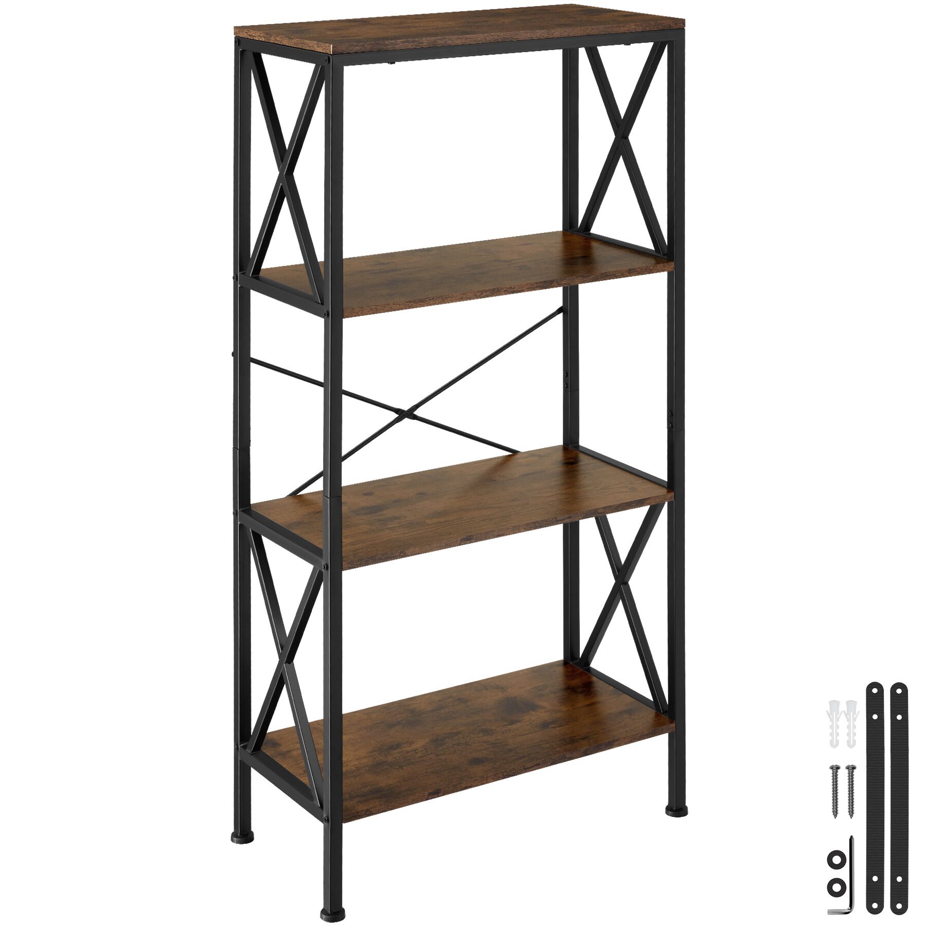 Estante Barry 61,5x31,5x133,5cm - Madeira industrial escura, rústica