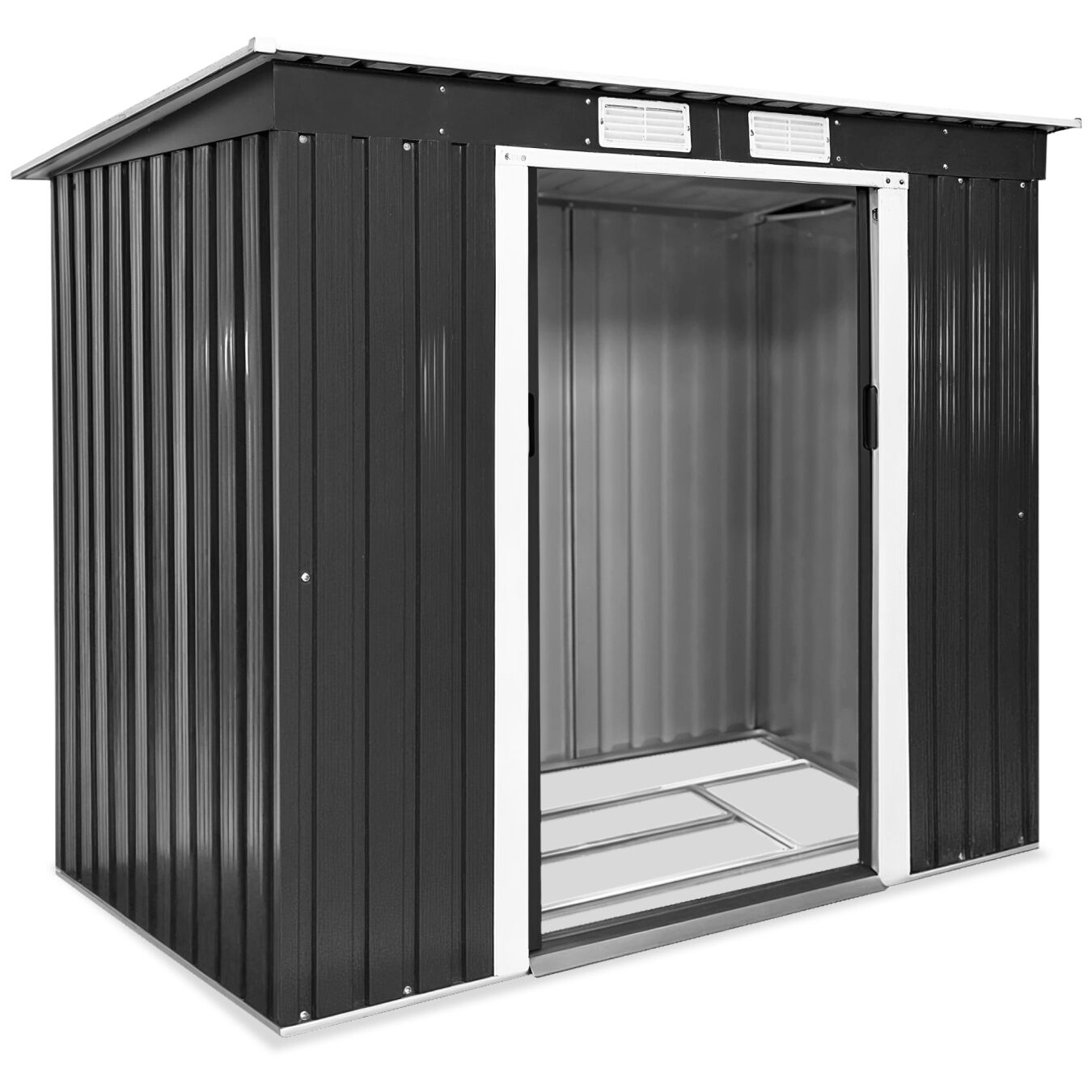 Tuinhuis met hellend dak - grijs/wit | tectake