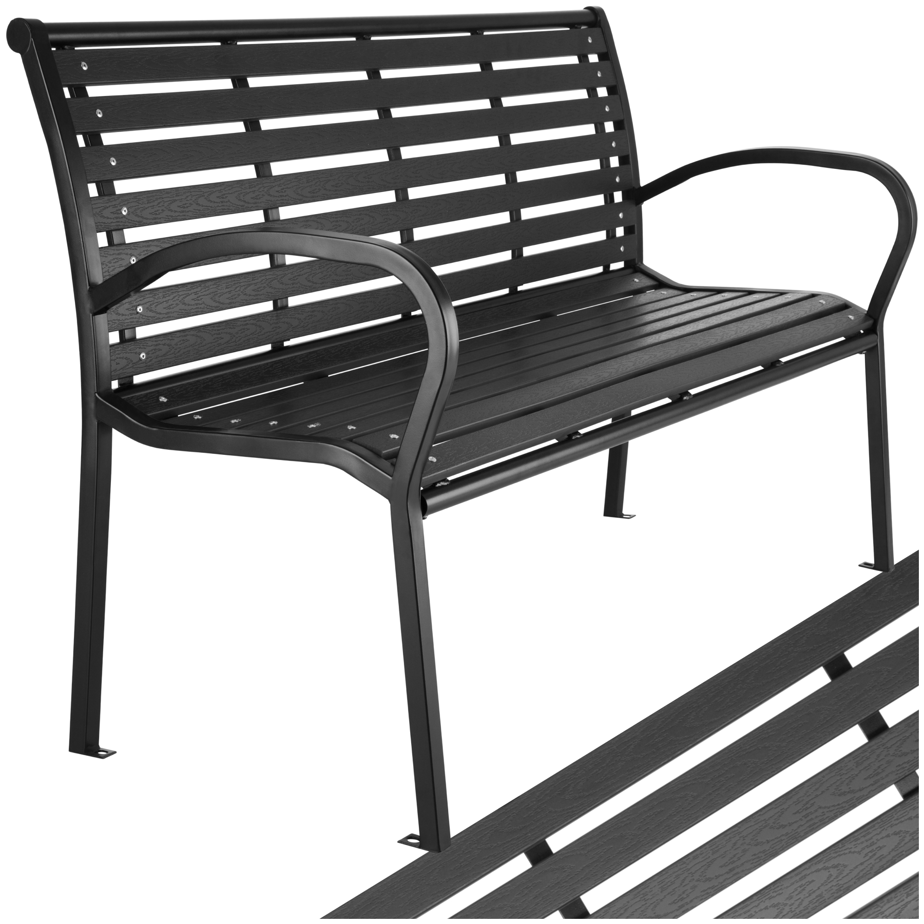 Banco de jardín Pino 126x62x81,5cm - negro | tectake
