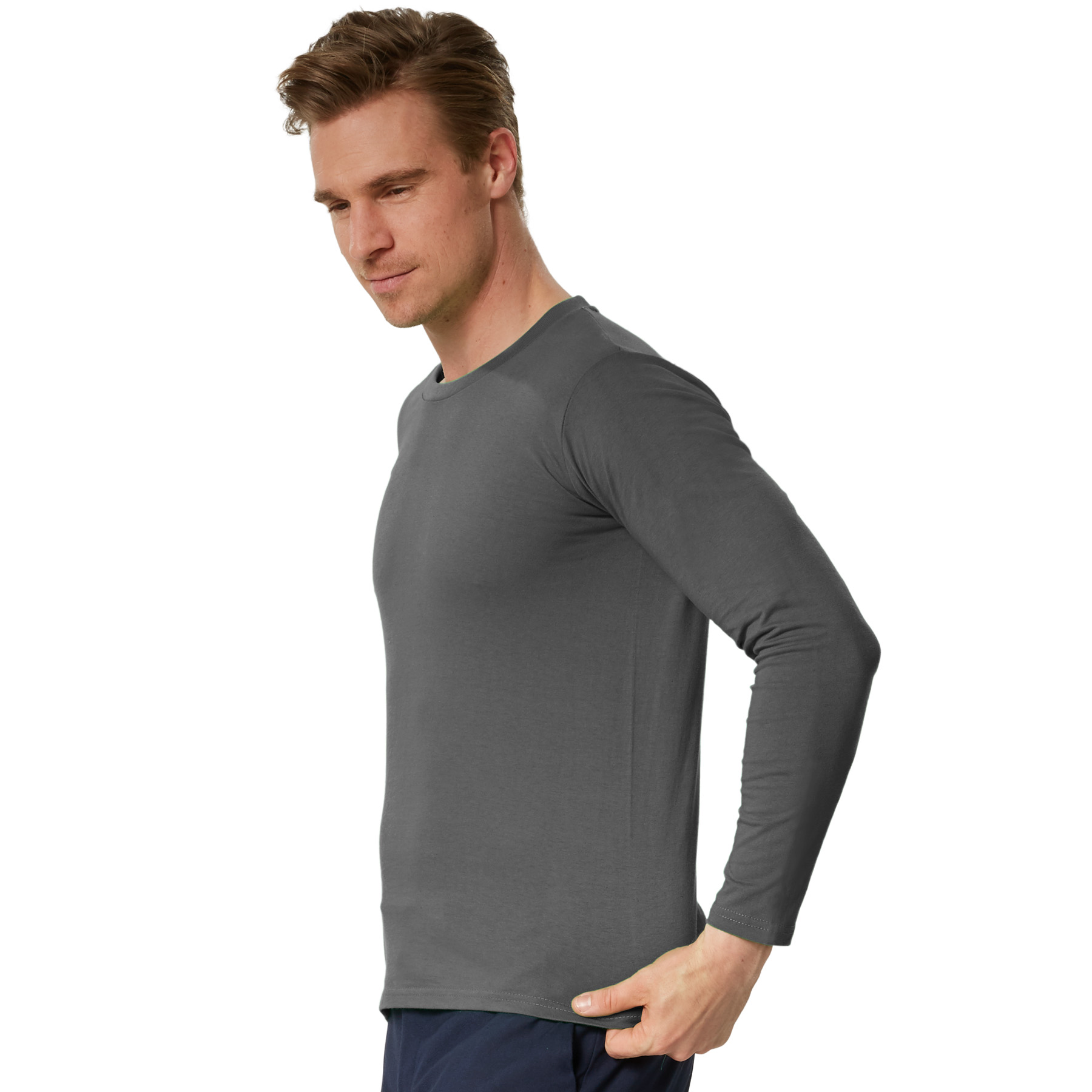 Longsleeve Herren Langarmshirt unifarben Sweatshirt Langarm T-Shirt Pullover neu