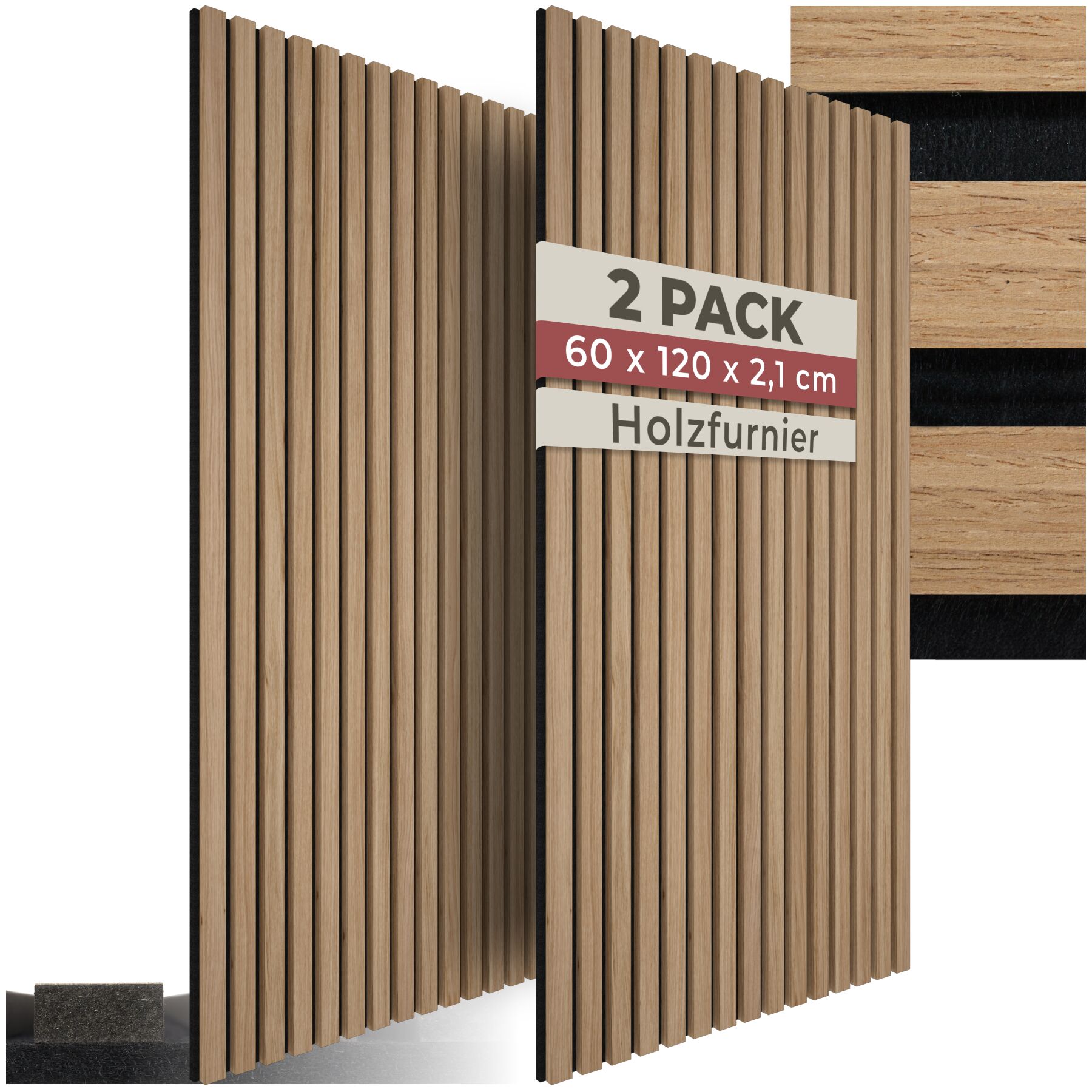 Akustikpaneele Sonic Wall Holzoptik - Eiche, 2er Set
