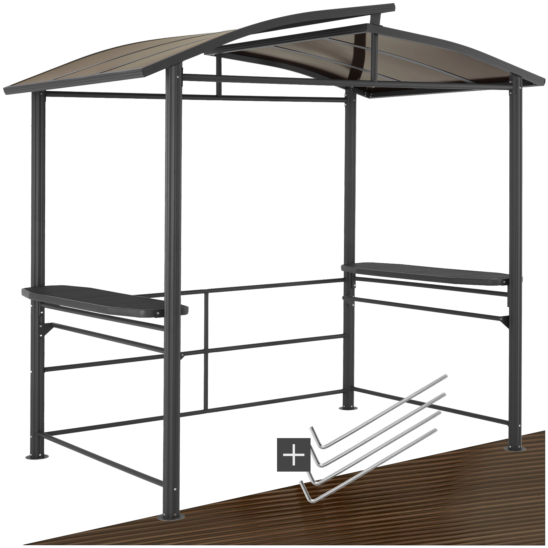 Barbecue-overkapping Asado 2,4x1,5x2,34m - grijs | tectake