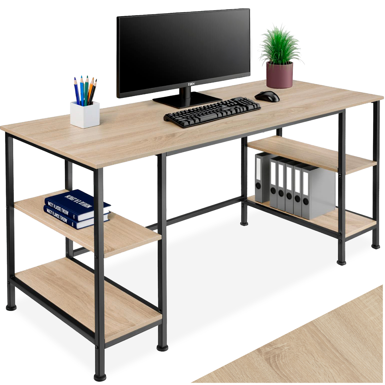 Bureau Stoke 137x55x75cm - Industrieel licht hout, eiken Sonoma