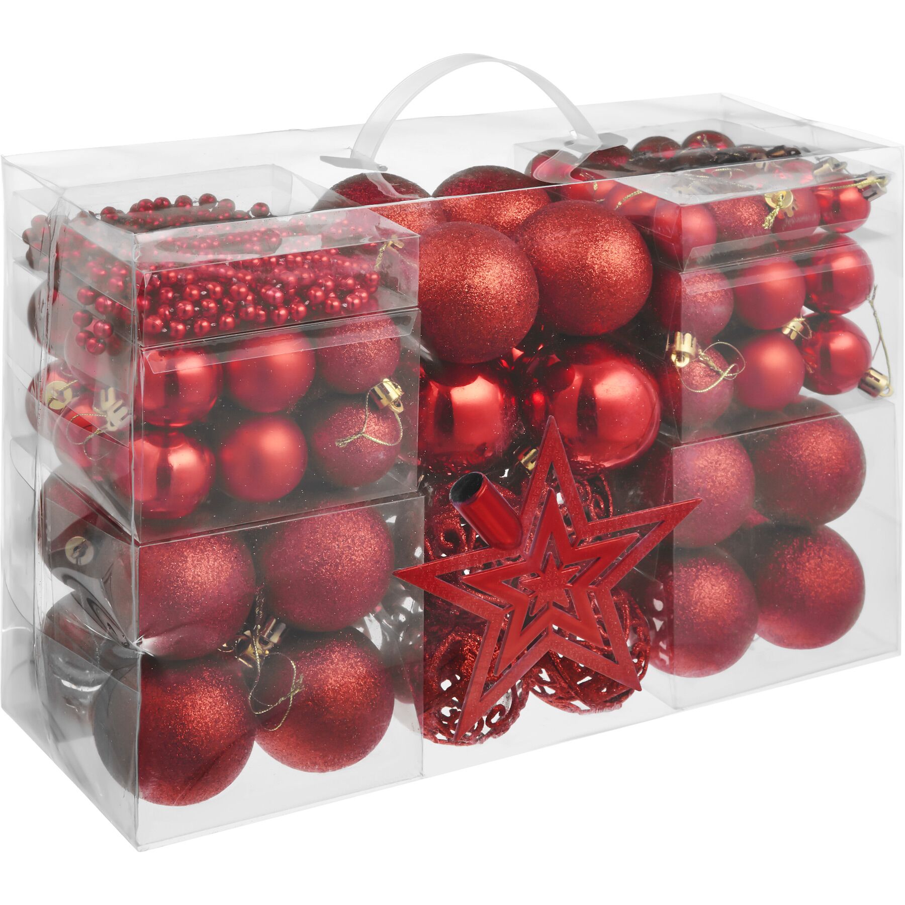 Conjunto de 86 bolas de Natal vermelhas - vermelho