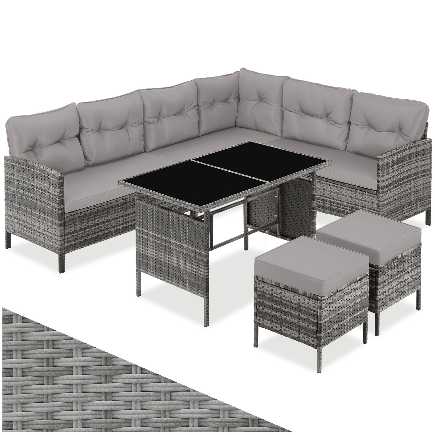 Conjunto de polirratán Barletta - gris/beige | tectake