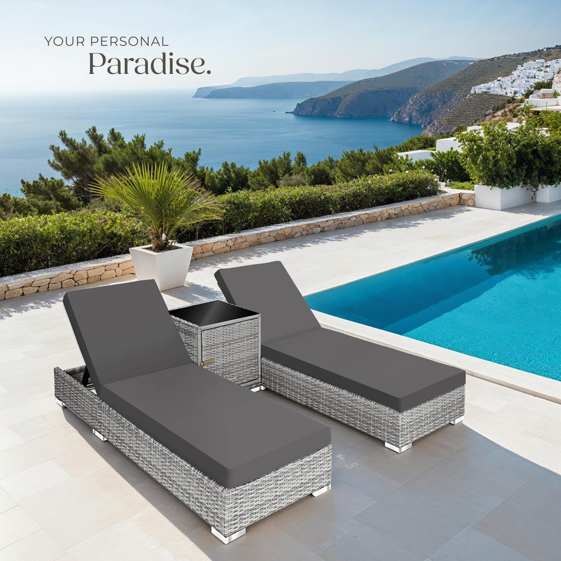 Garden Table Chairs Rattan Furniture Set Outdoor Sun Lounger Loungers Reclining - Picture 45 of 61