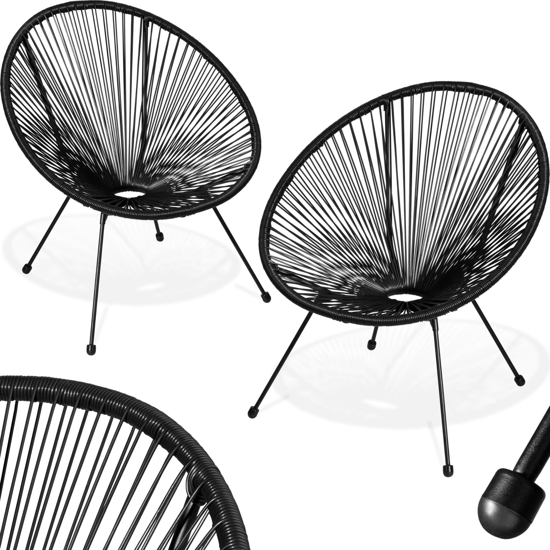 2 trädgårdsstolar Santana Retro i Acapulco-stil - svart av tectake
