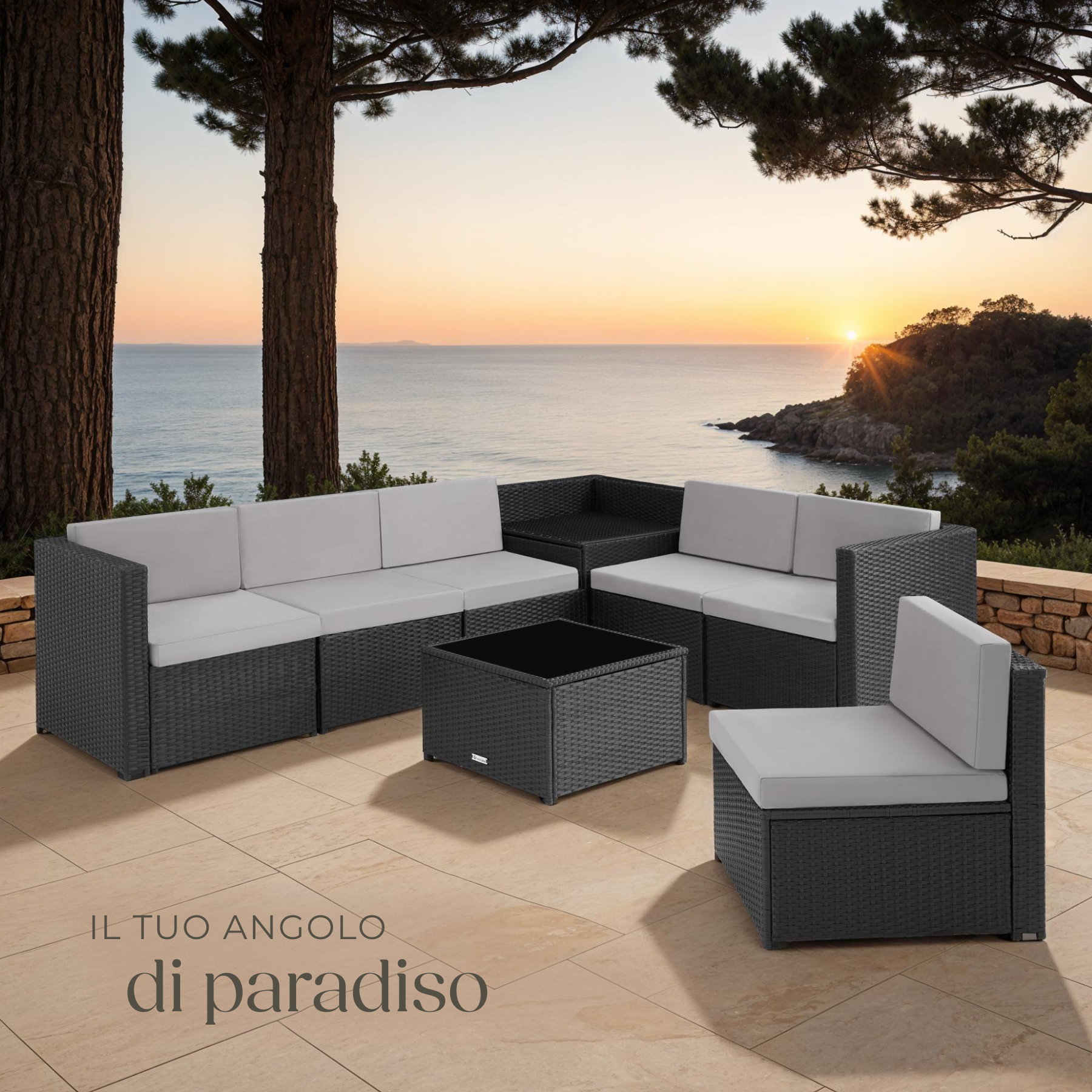 Salottino in Rattan Mobili Giardino Set Terrazza Poltrone Tavolo Box Contenitore - Foto 9 di 37