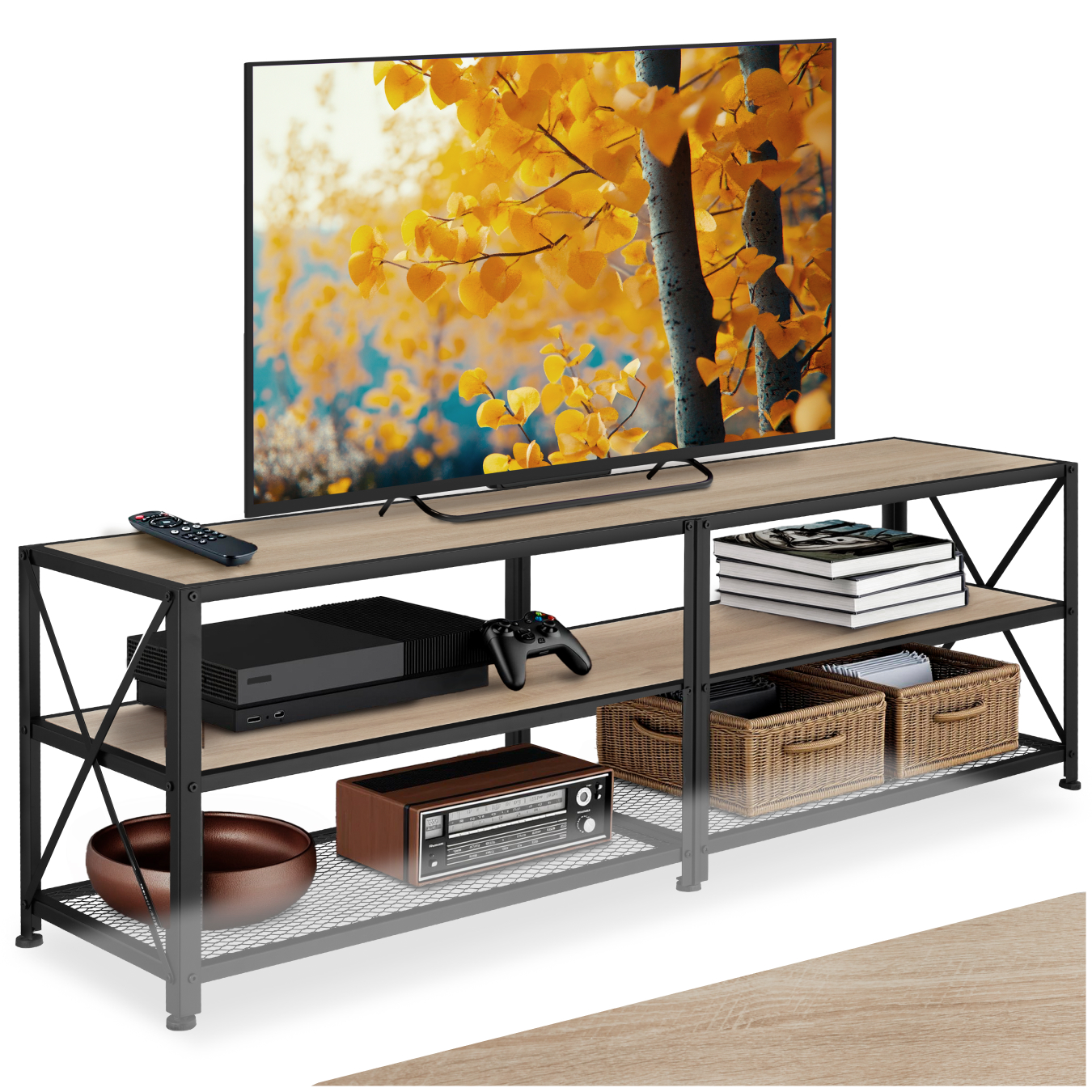 Lowboard - 161 cm, Industrial Holz hell, Eiche Sonoma