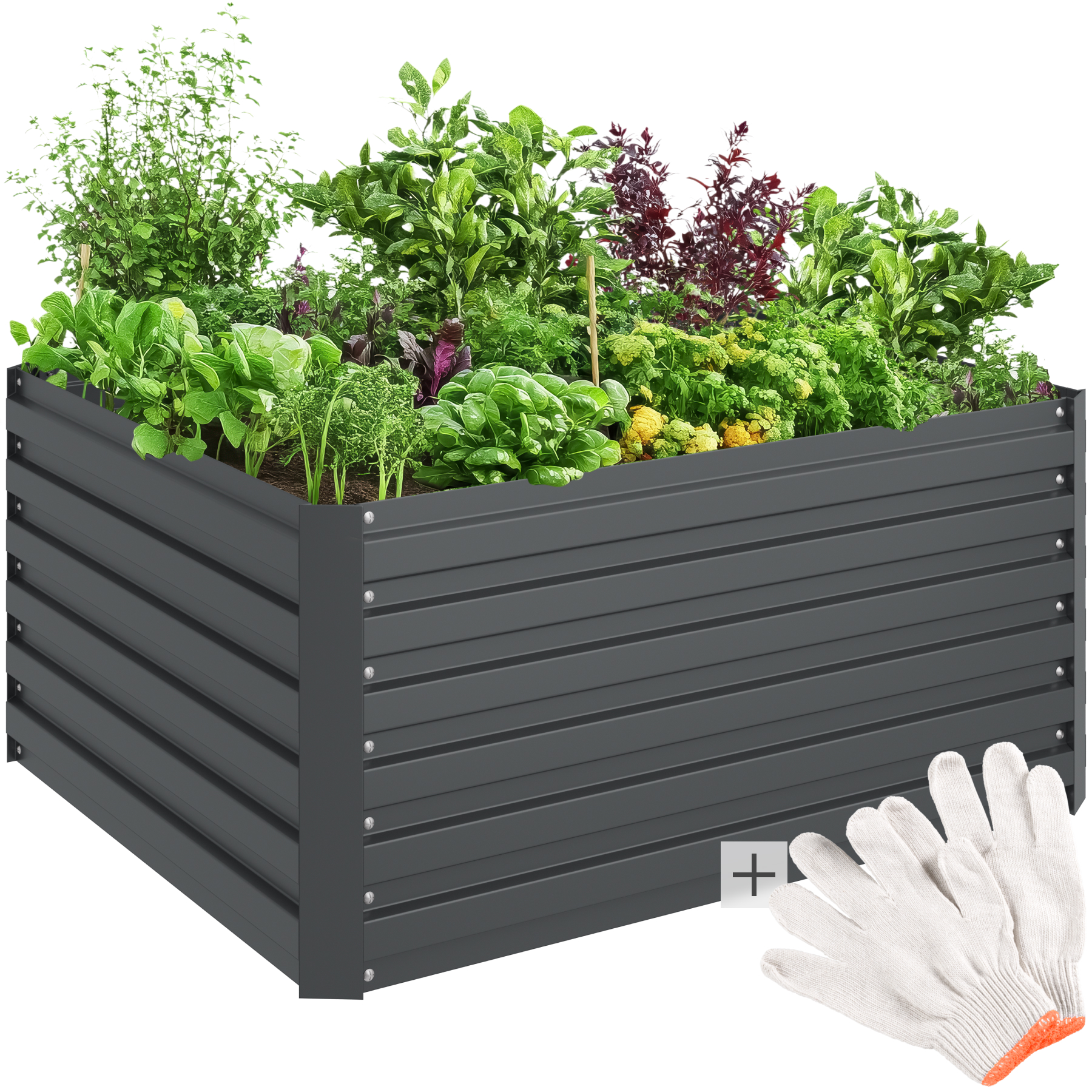 Hochbeet Blomma, 650l, verzinkt, 120x100x56cm - anthrazit von tectake