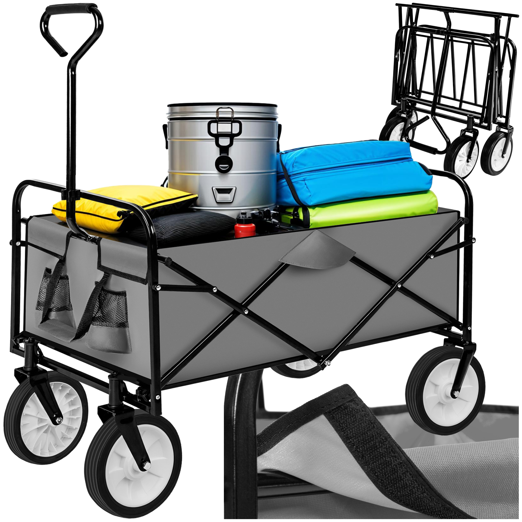 Chariot de jardin pliable 80 kg - gris de tectake