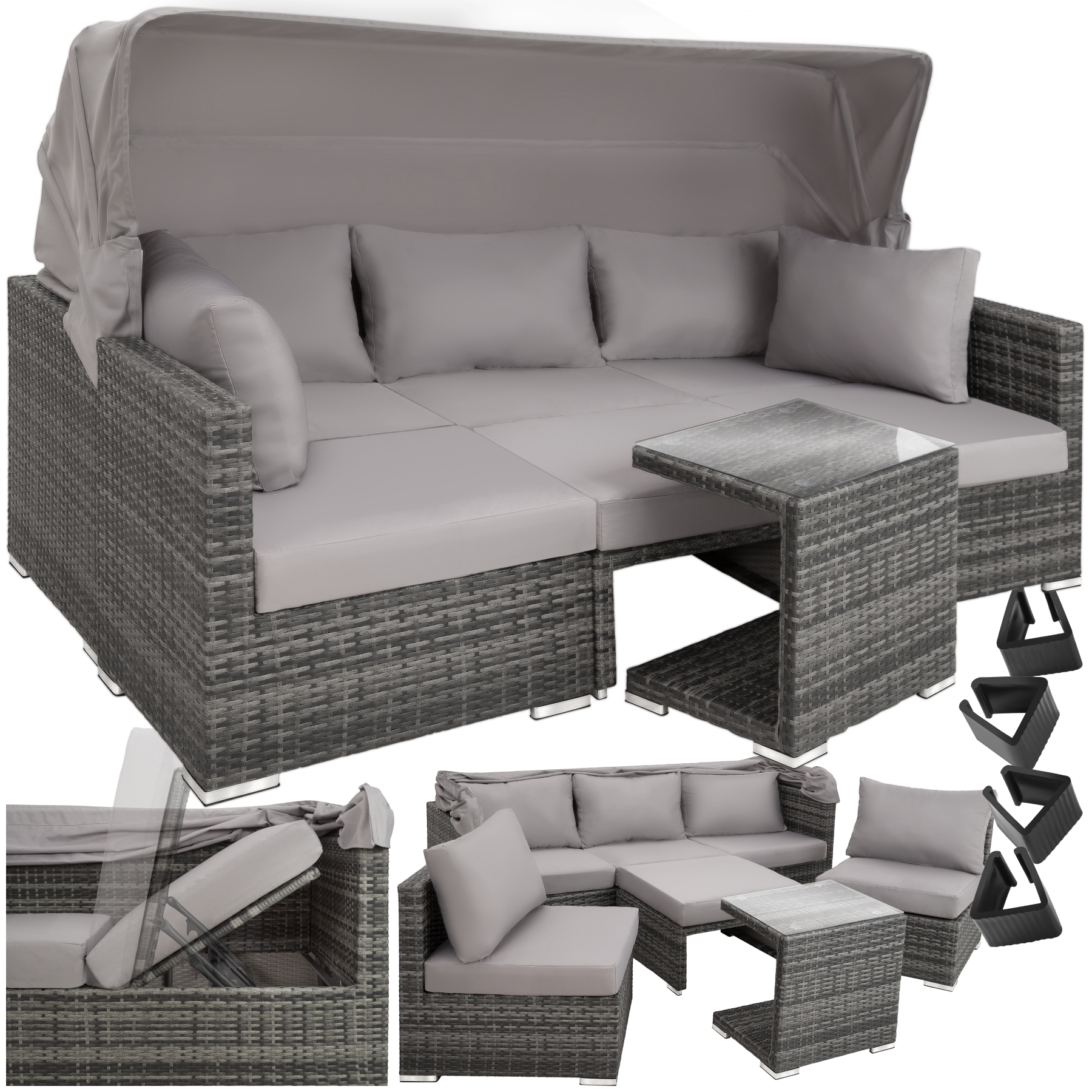 Wicker loungeset San Marino met aluminium frame - grijs