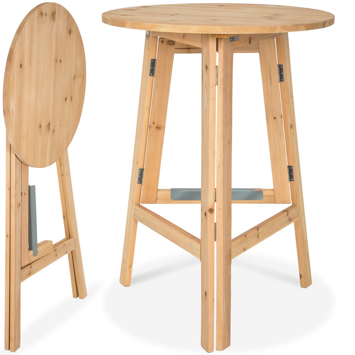 tectake - Tavolo da bar in legno massiccio richiudibile 79 x 110 cm - marrone