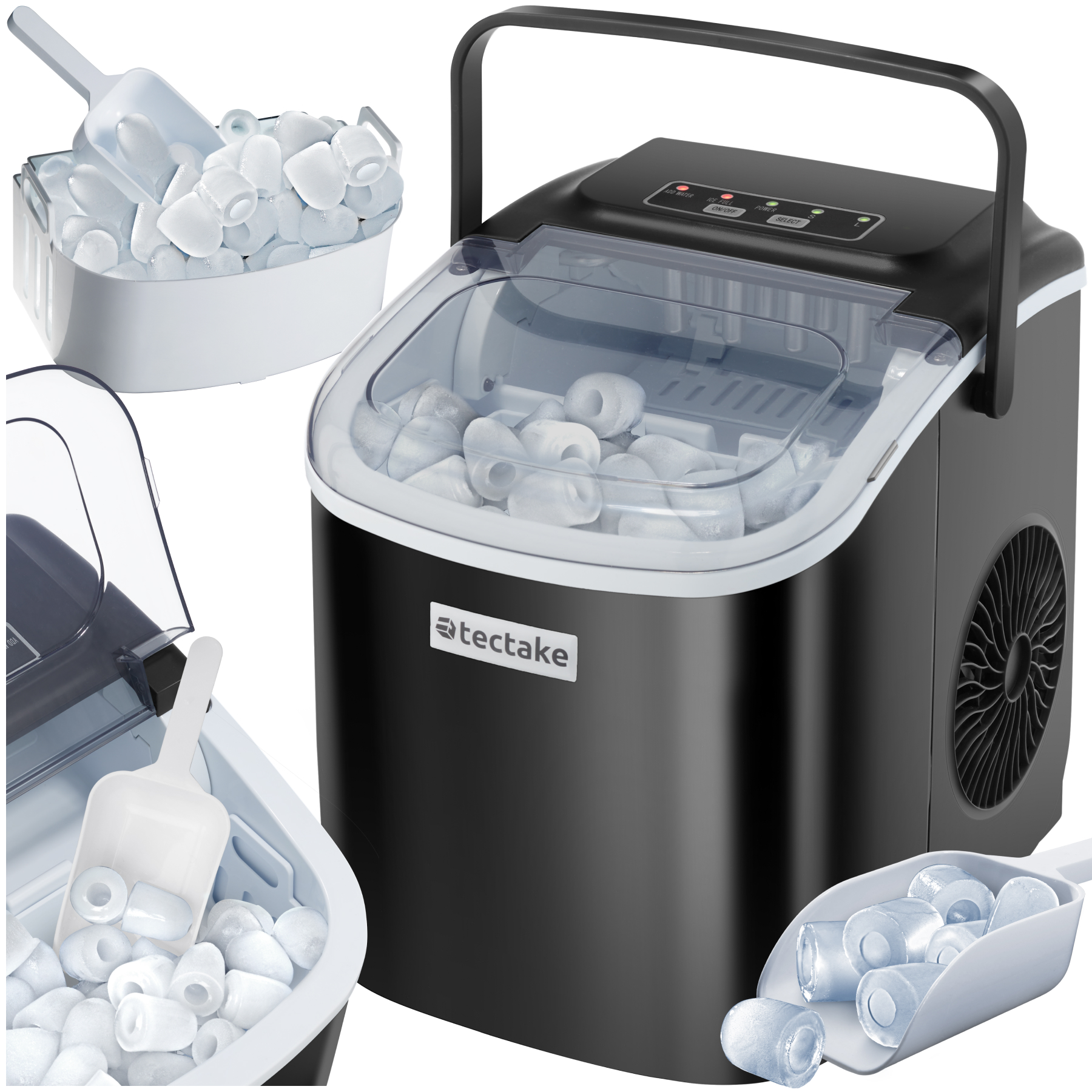 Ijsblokjesmachine Arctic, 1,2 l, 2 ijsblokjesformaten - zwart