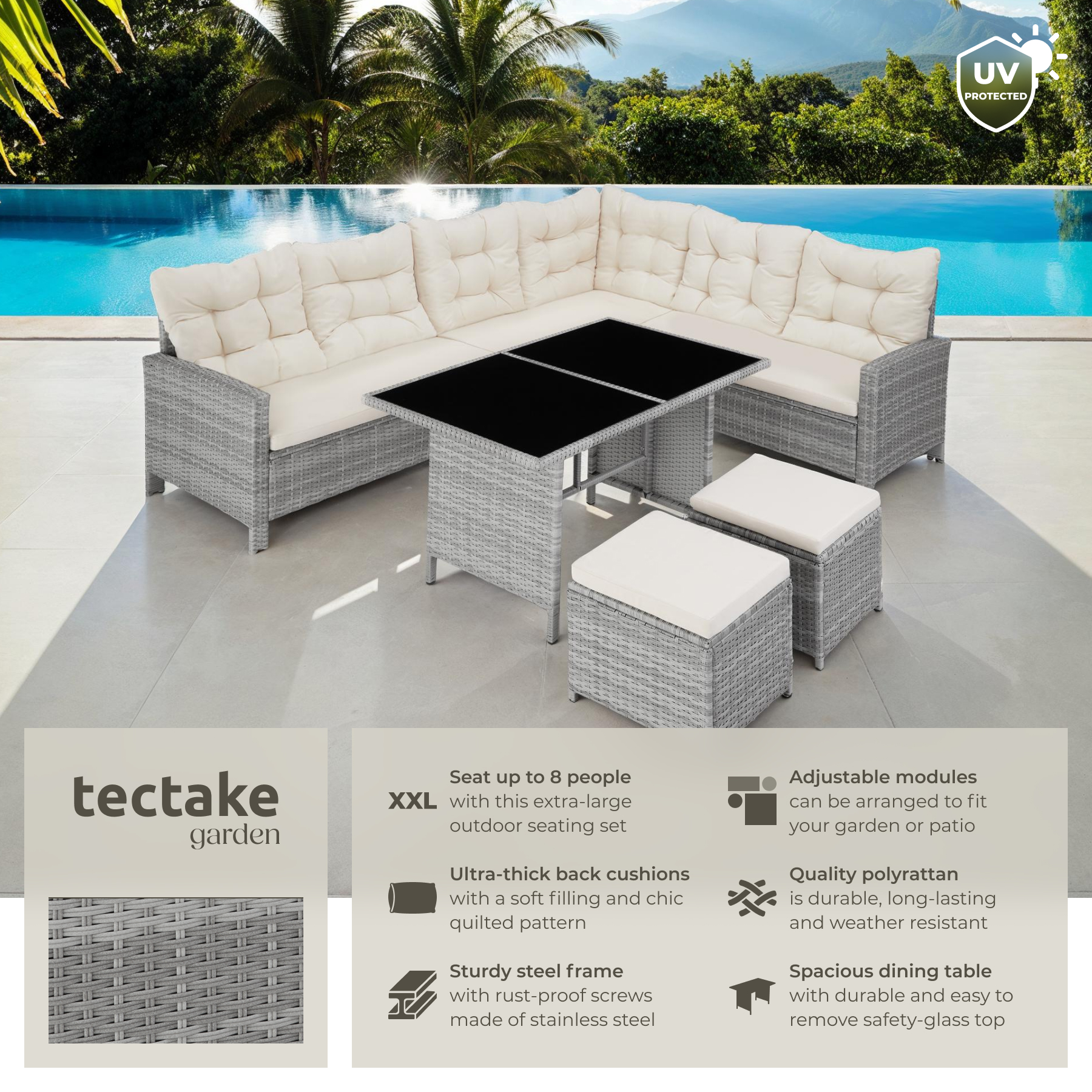Corner Sofa Garden Furniture Table and Chairs Rattan Set Outdoor Metal Bistro - Picture 51 of 61