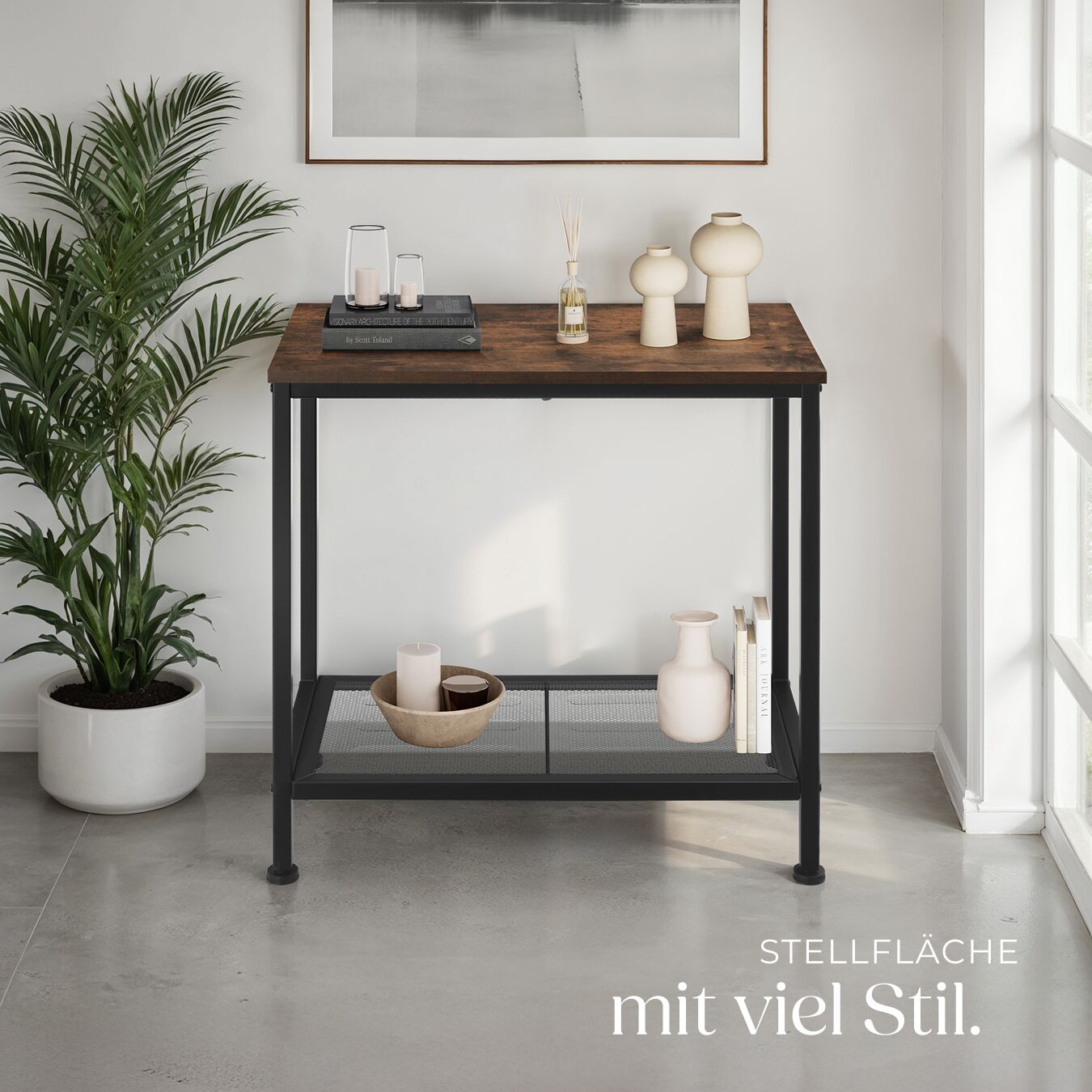 Konsolentisch Holz Metall Sideboard Beistelltisch Flurtisch Industrial schwarz