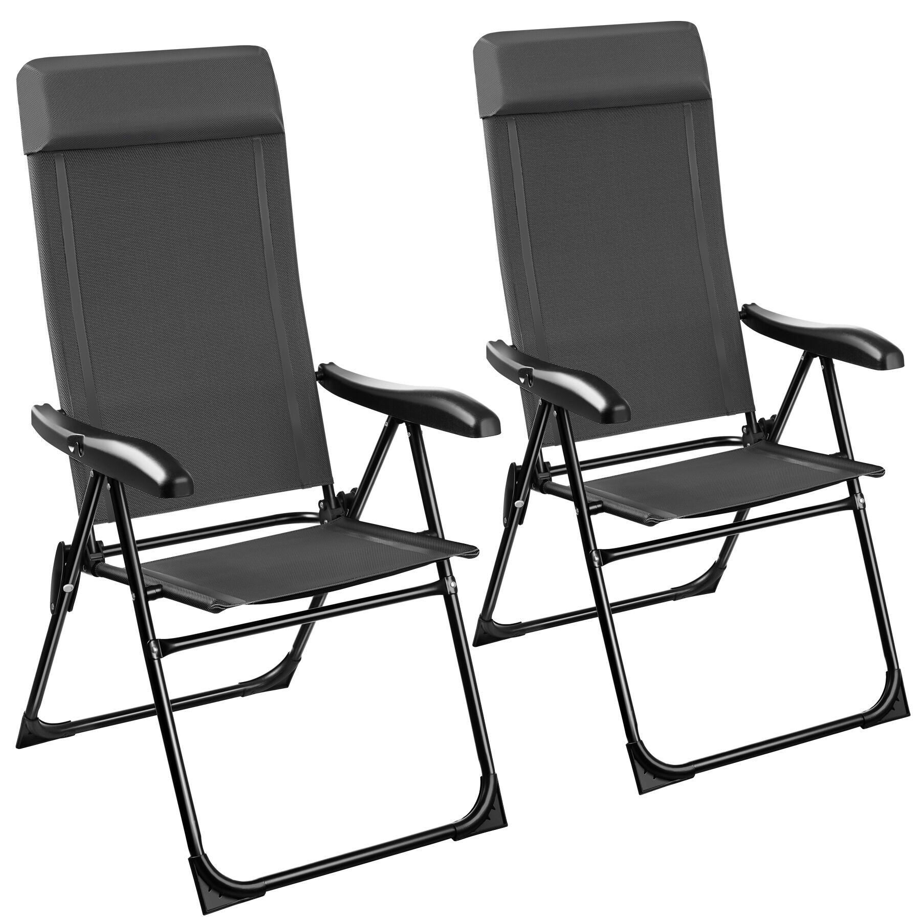 tectake - Camping Chair Muritz - folding, lightweight, 7 position backrest, weather resistant - Set of 2