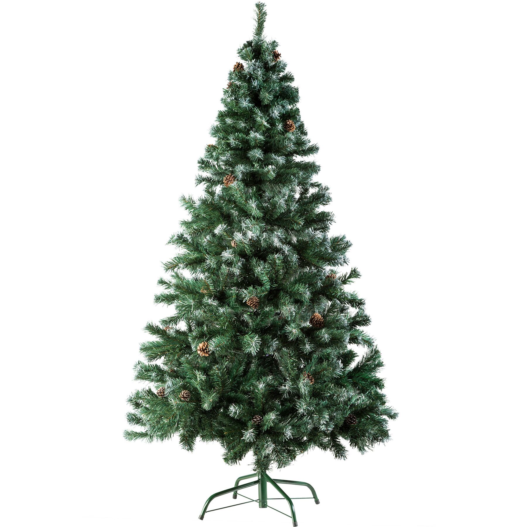 tectake Künstlicher Weihnachtsbaum, 180 cm, Grün, mit Kiefernzapfen, unbeleuchtet, undekoriert