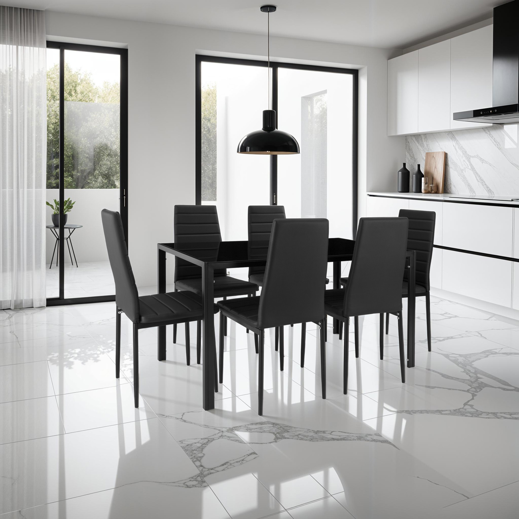 Dining Chair Set Kitchen Living Room Furniture Faux Leather Chairs Thick Padding - Picture 12 of 61