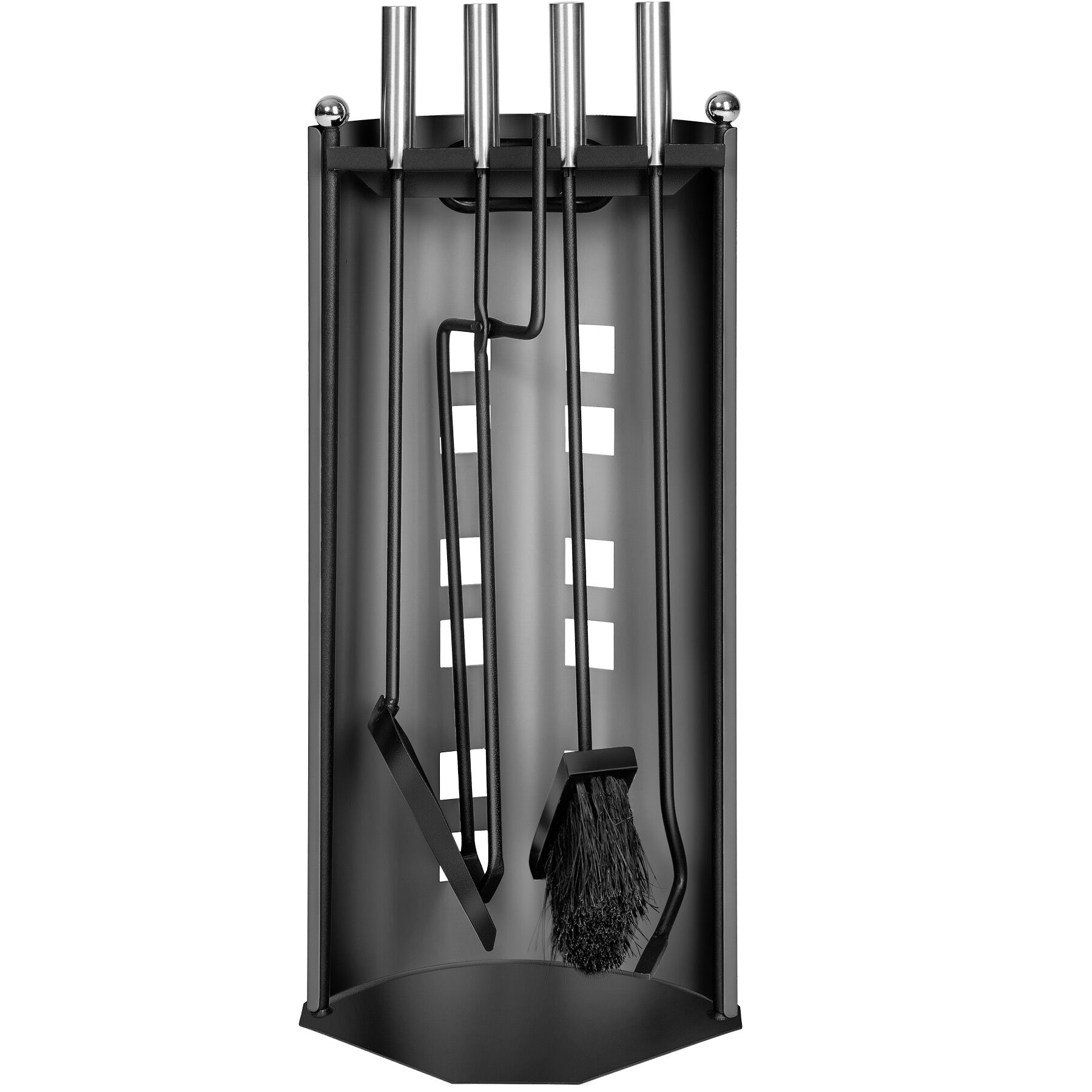 Akcesoria kominkowe z uchwytami ze stali nierdzewnej, 5-elemenów - szary