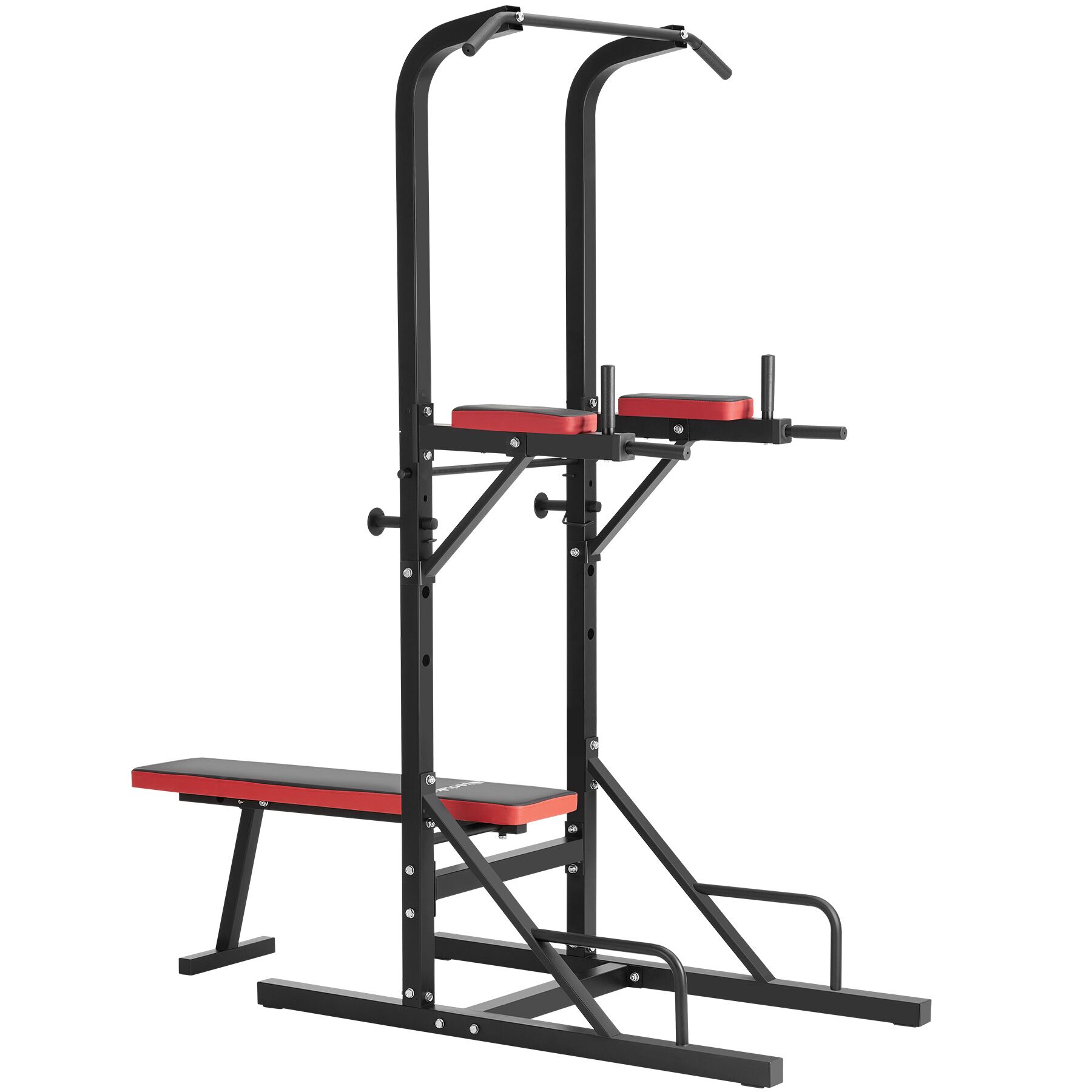 Multi Gym Reeves - bench press, pull-up bar, dip & leg raise station - black