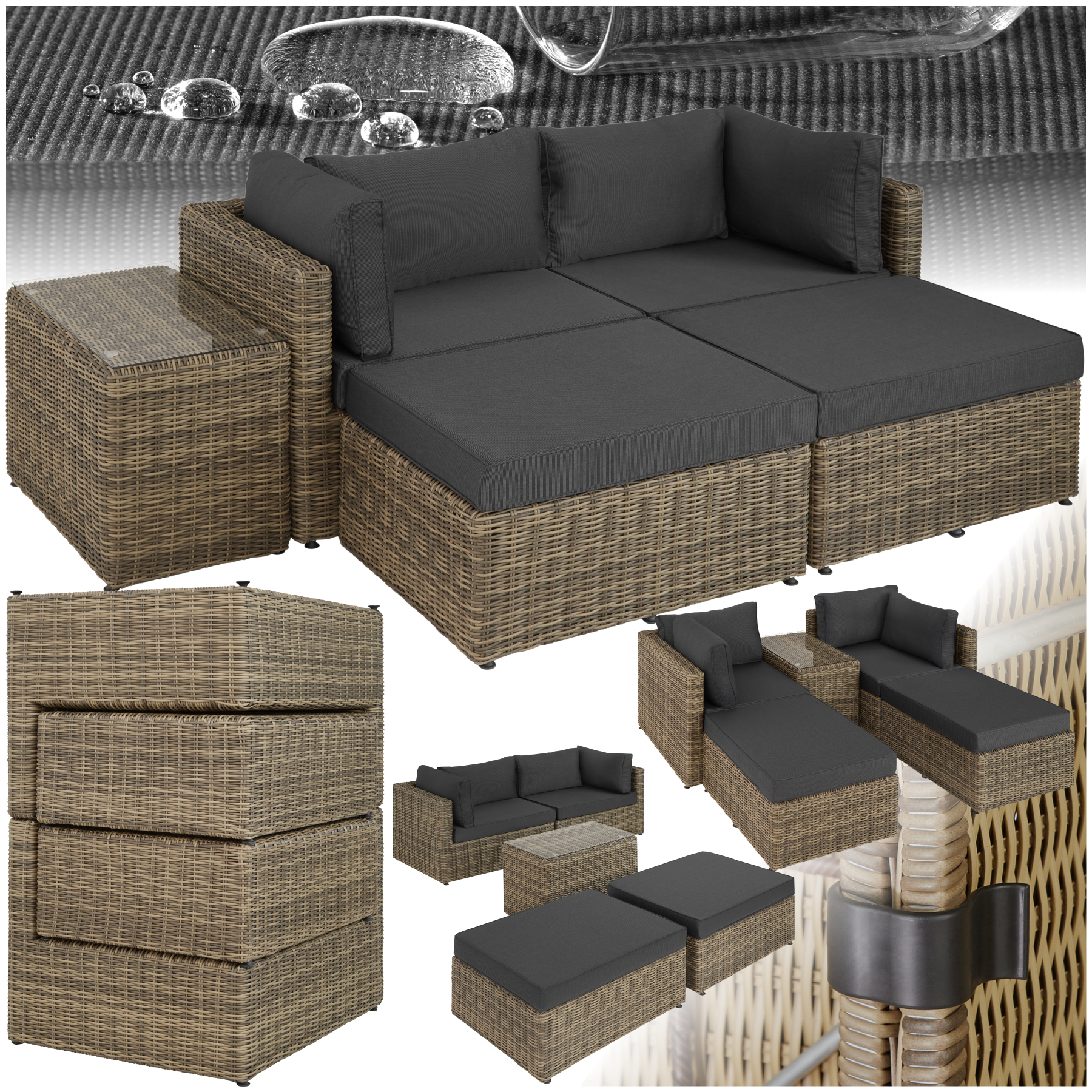 Rattan Lounge mit Aluminiumgestell San Domino - natur - Rattanmöbel von tectake