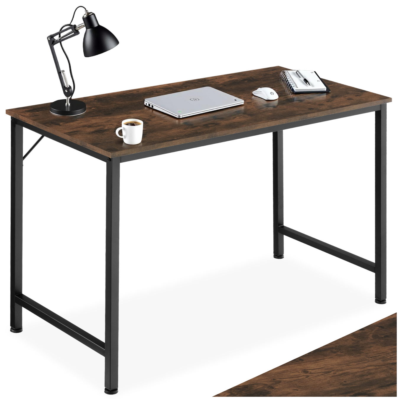 Schreibtisch Jenkins - Industrial Holz dunkel, rustikal, 120 cm