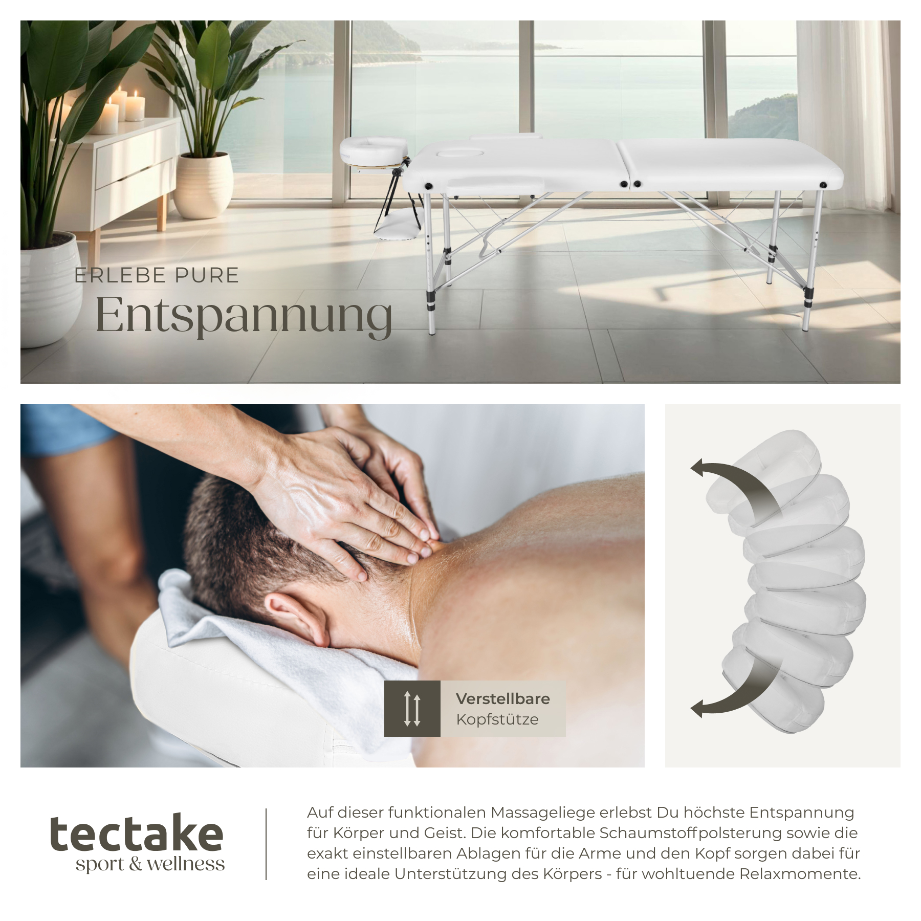 Mobile Alu Massageliege klappbar Massagetisch Massagebank Liege 2 Zonen Tasche