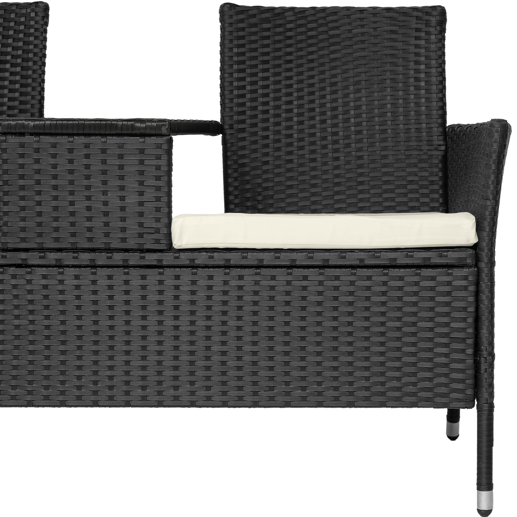 Poly Rattan Bench Glass Table Garden Furniture 2 Seats Wicker Patio Balcony New - Picture 6 of 81