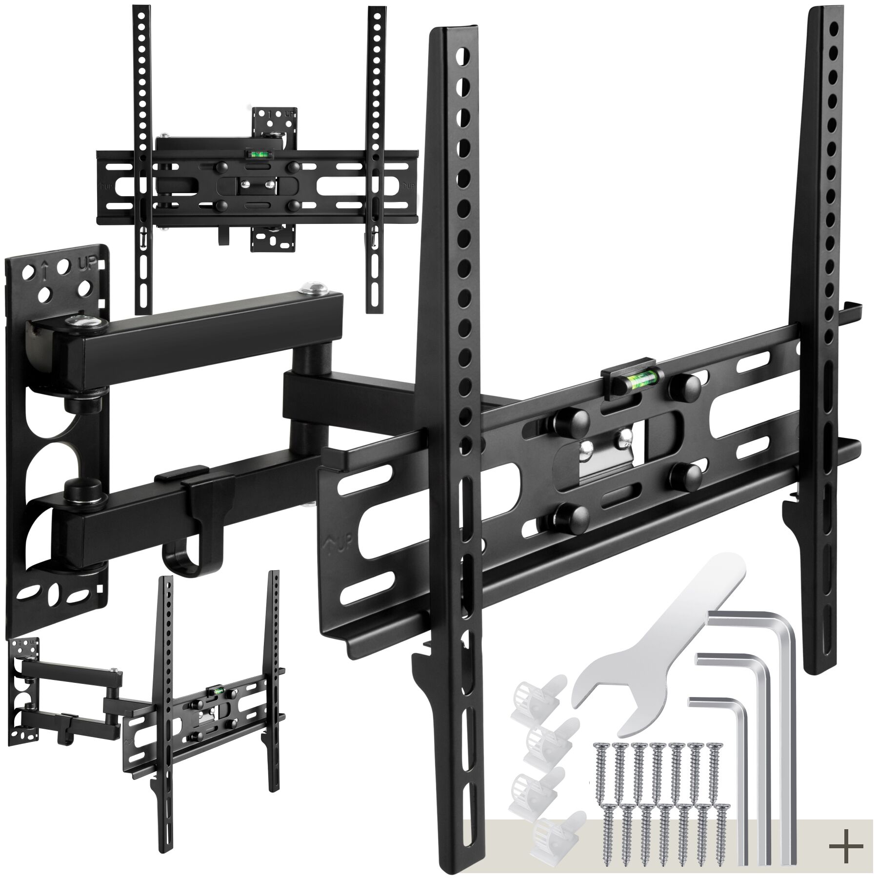 Television Bracket - 26-75 inch screens, extendable, tilt, swivel TV wall mount - black | tectake