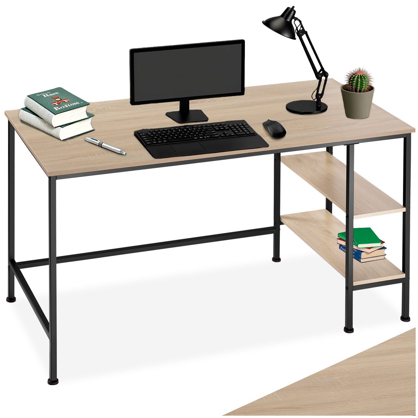Schreibtisch mit 2 Regalebenen Büro Arbeitstisch Industrial Design 140 x 60 cm