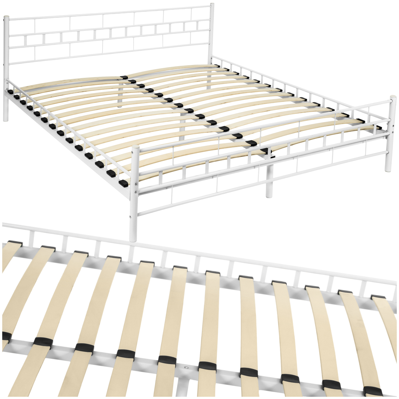 Metallbett mit Lattenrost im modernen Design - 200 x 180 cm, weiß