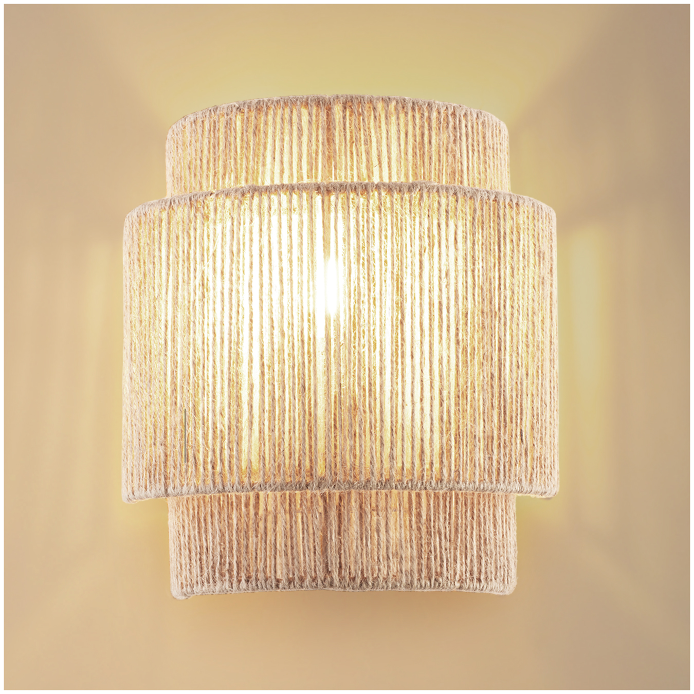 Wall Light Lignea in 3 Tiers, Jute Fibre and Boho Chic Design - nature