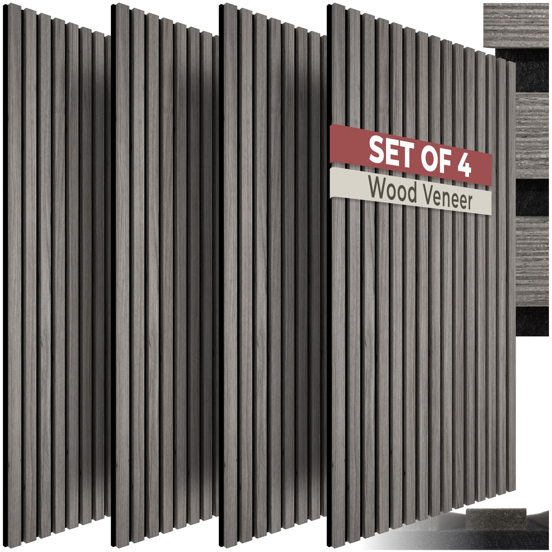 Acoustic Wall Panels Sonic Wall II with Real Wood Veneer and Sound-Absorbing Felt - light gray oak | tectake