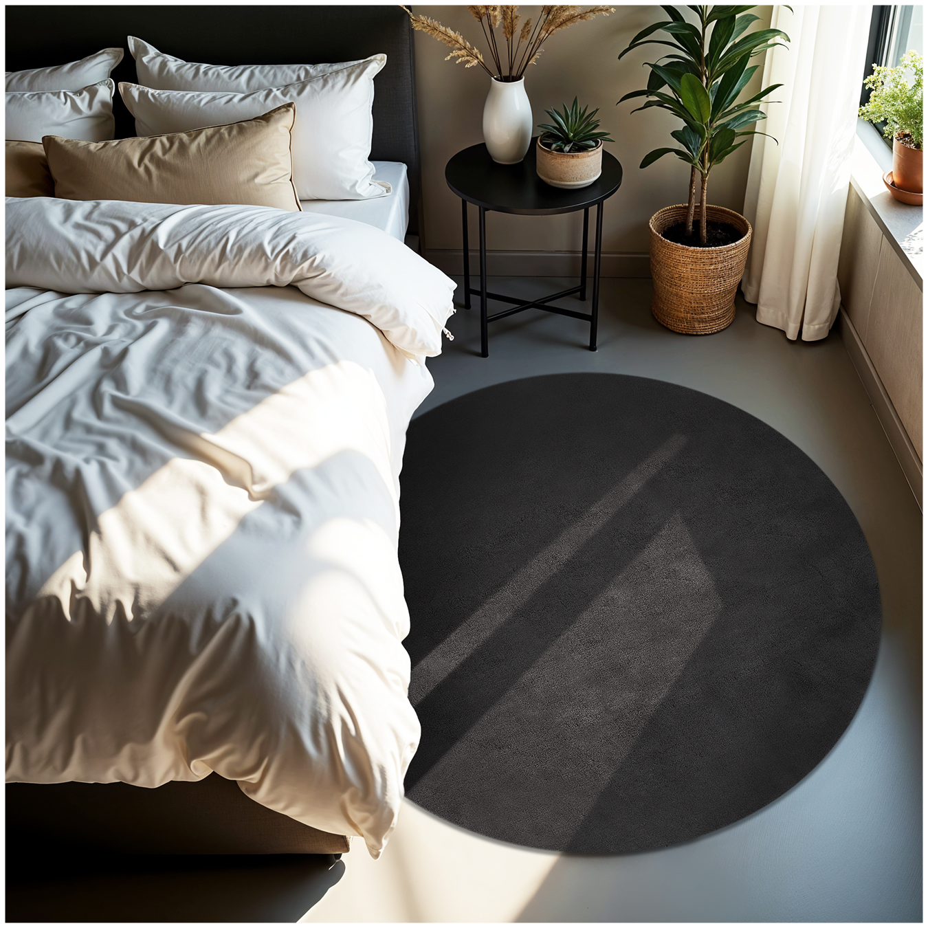 Kurzflorteppich Soft Zone - anthrazit, Ø 120 cm