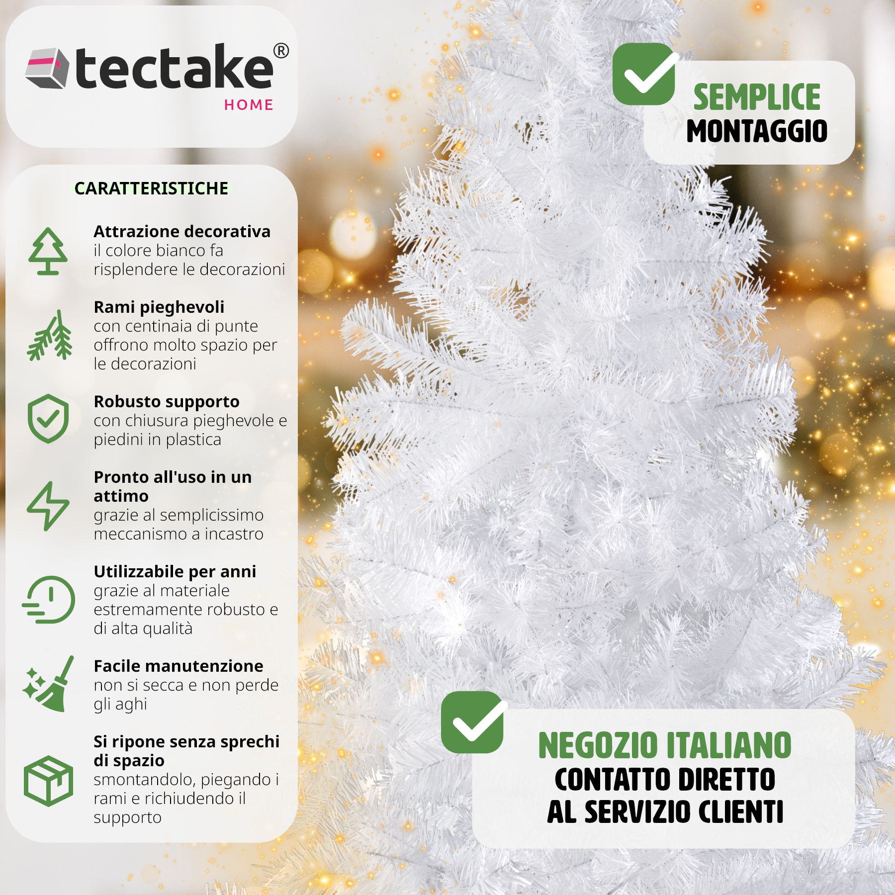 Albero di Natale Artificiale con Supporto Natalizia 310 Punte 150 cm Verde nuovo - Foto 3 di 25