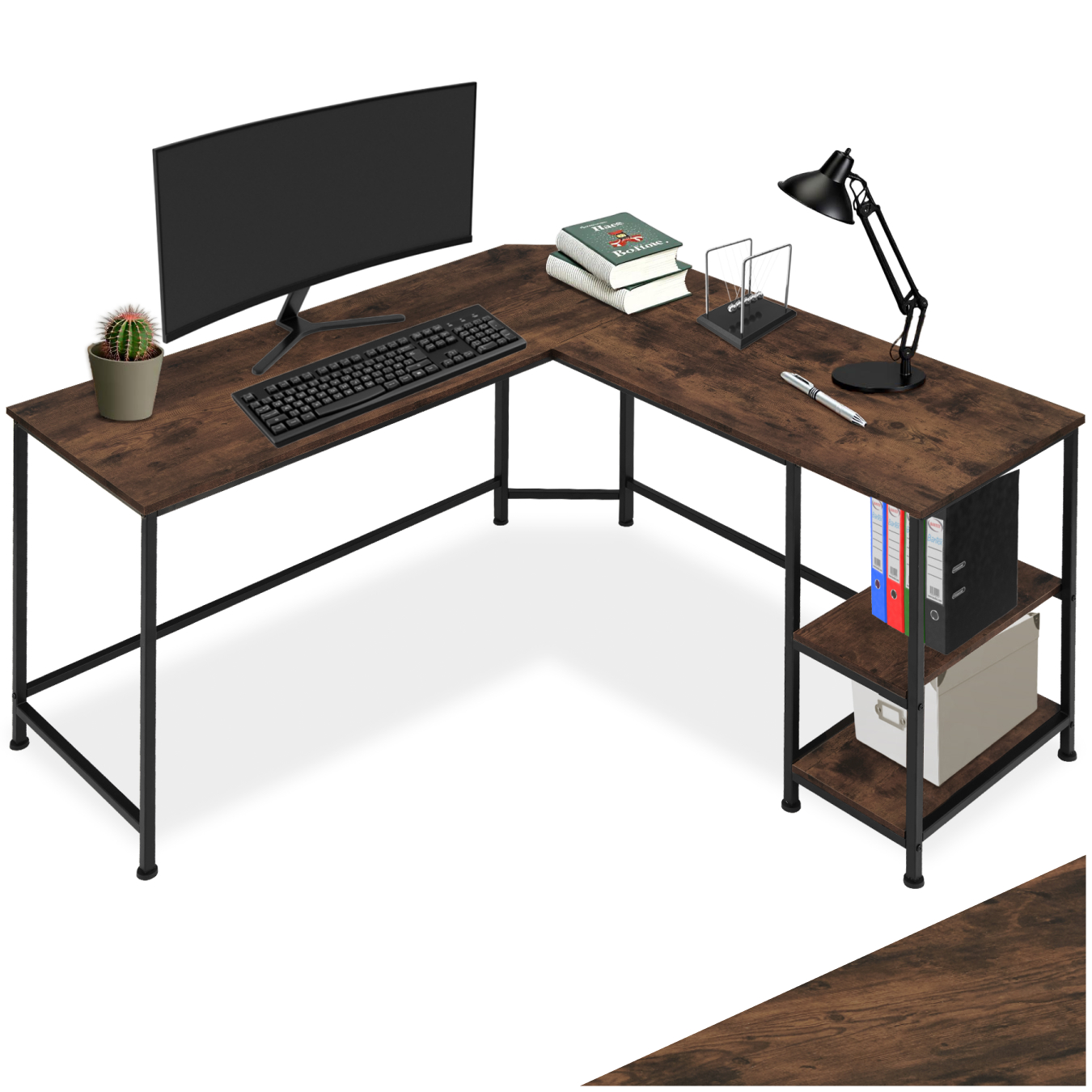 Schreibtisch Eckschreibtisch Computertisch mit Regal Bürotisch L-Form Industrial