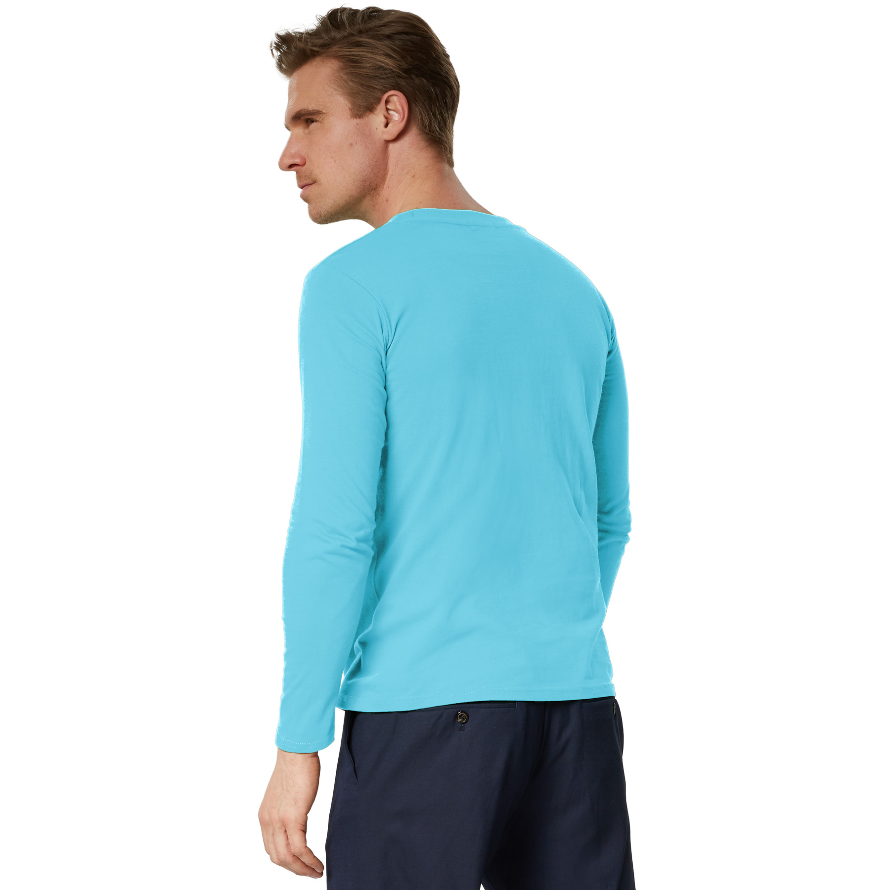 Camiseta de manga larga para hombre camiseta de manga larga lisa sudadera de manga larga suéter nuevo - Imagen 68 de 120